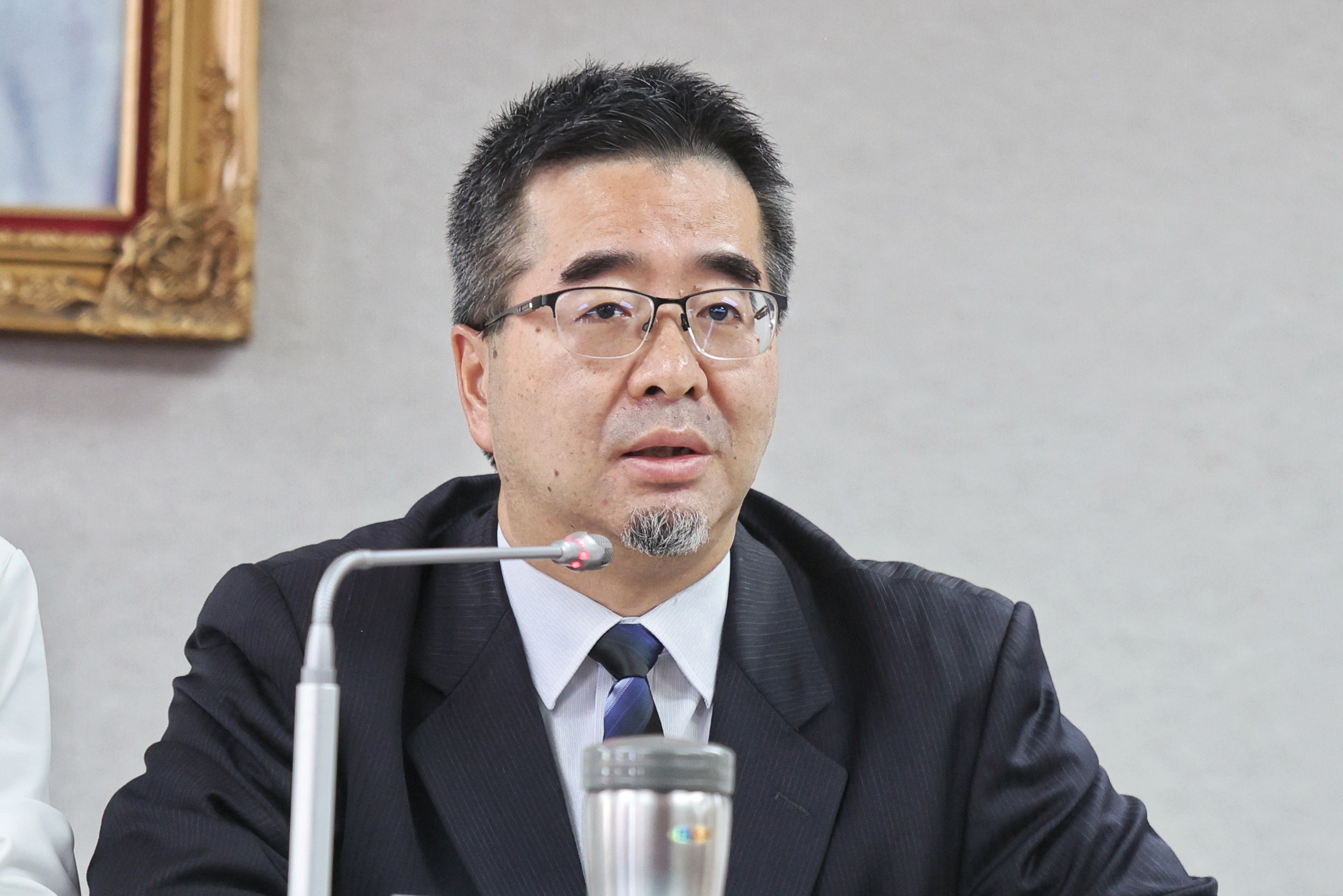 20241206-馬英九基金會執行長蕭旭岑（見圖）與立委賴士葆、 羅智強、徐巧芯等人6日出席「請民進黨政府高抬貴手，不要對兩岸交流戒嚴」記者會。（柯承惠攝）