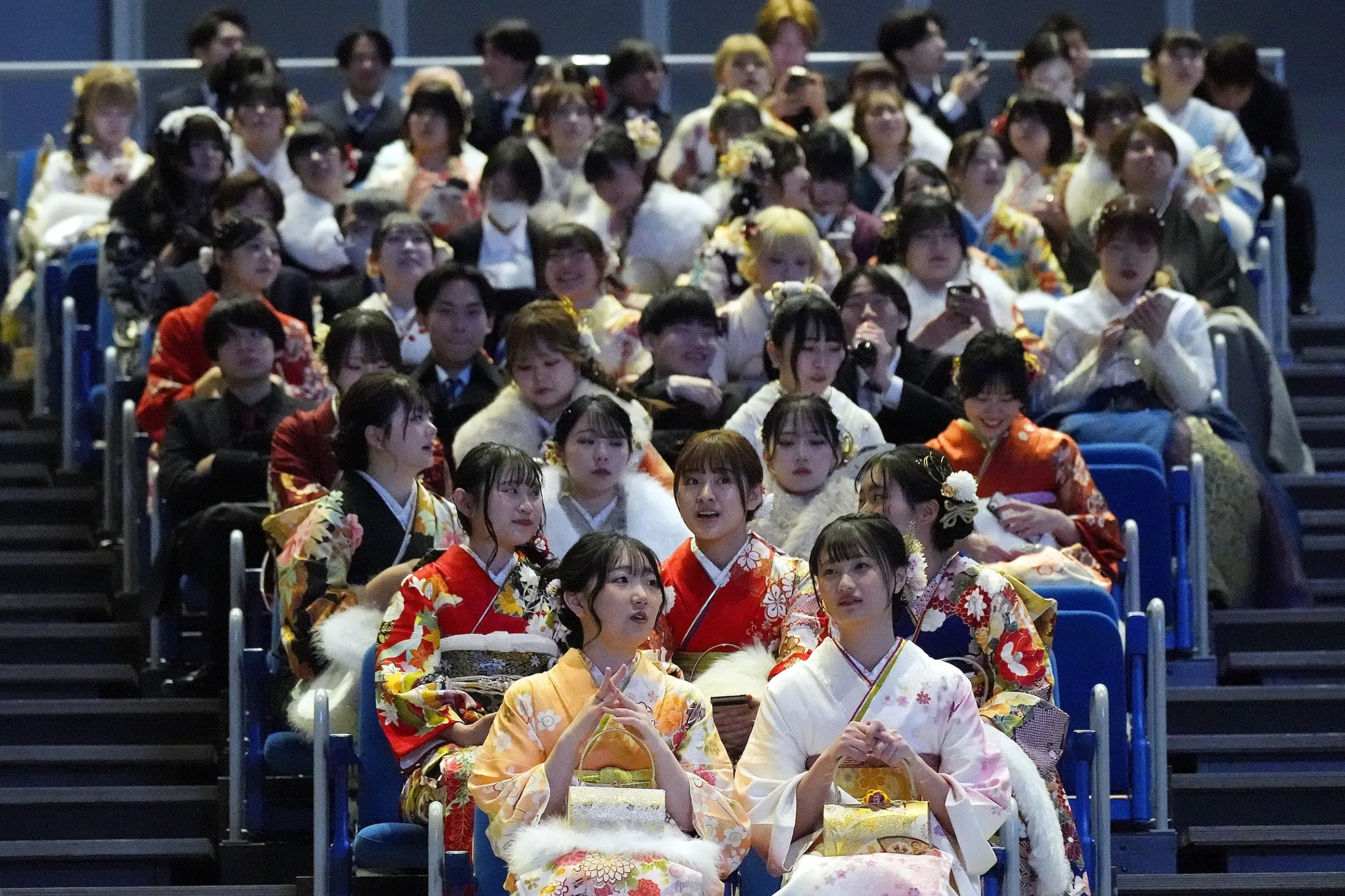 2025年1月，參加成人式的日本年輕女性。（美聯社）