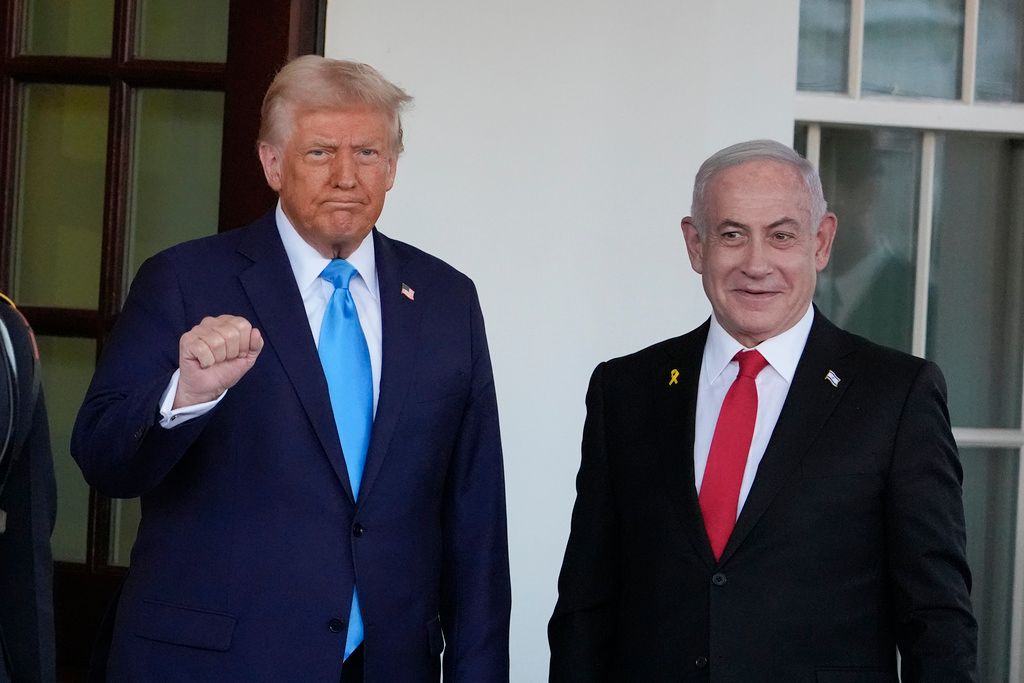 2025年2月4日。美國總統川普（Donald Trump）和以色列總理納坦雅胡（Benjamin Netanyahu）。（AP）