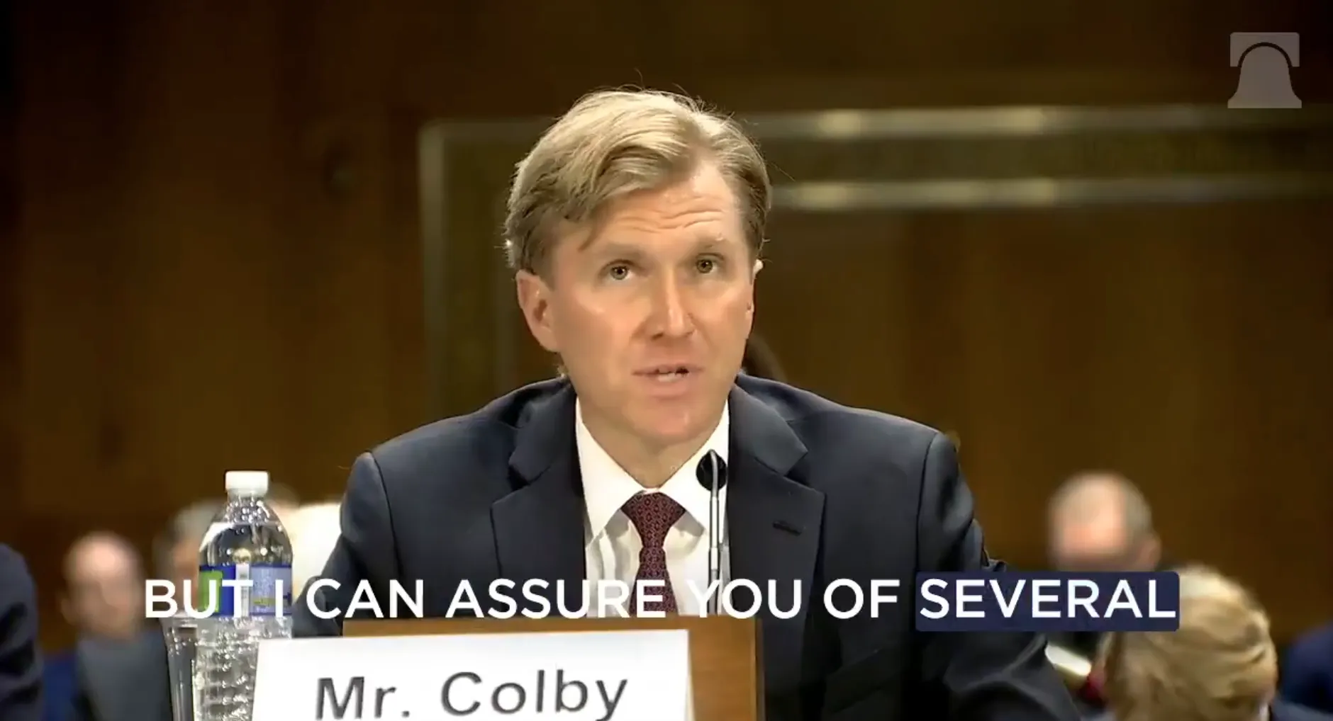 米国防次官候補のエルブリッジ・コルビー氏が上院公聴会に出席。（「X @Heritage」より）