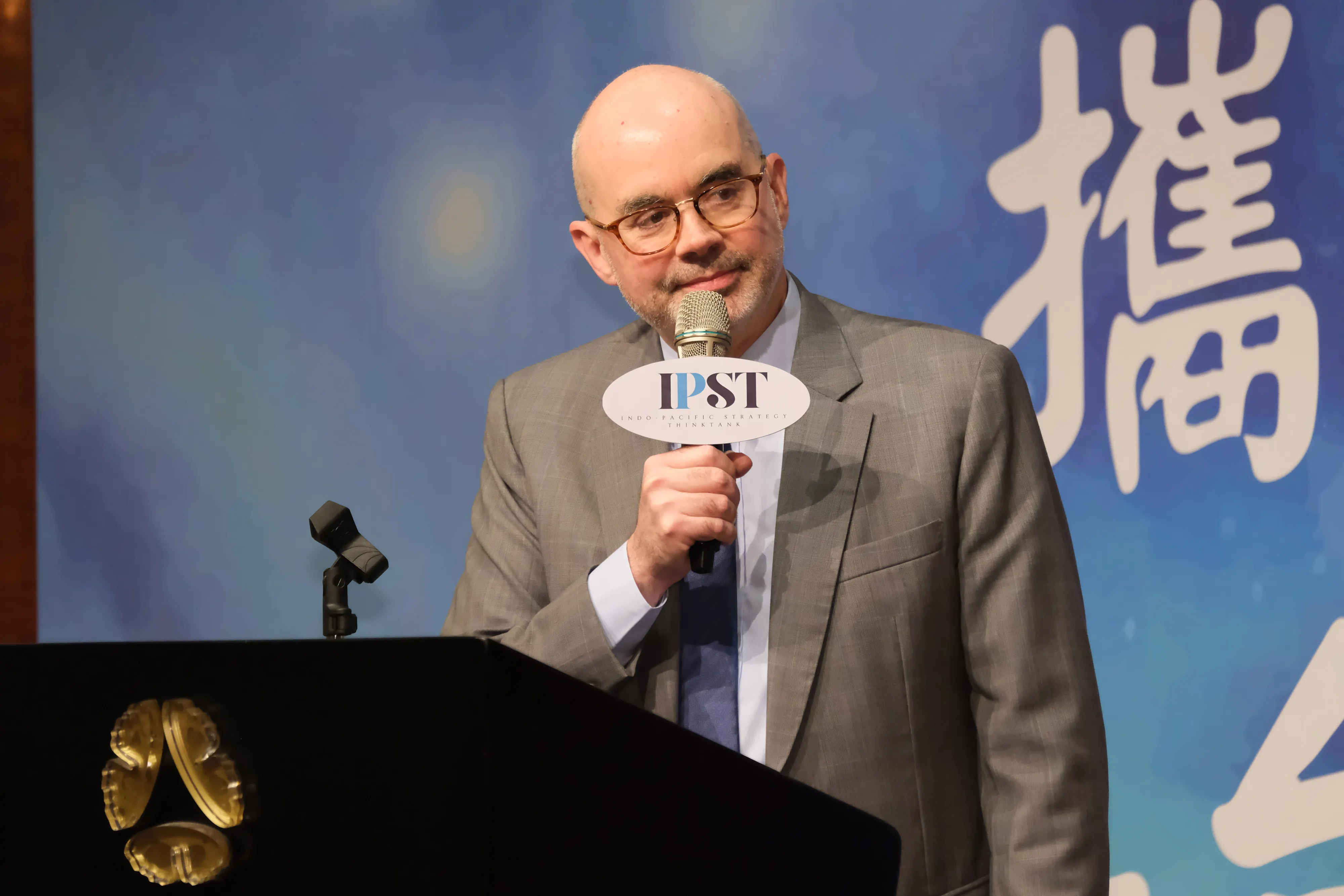 20241014-矢板明夫「印太戰略智庫」14日晚上在大倉久和飯店成立晚會，圖為美國在台協會台北辦事處（AIT）處長谷立言。（劉偉宏攝）