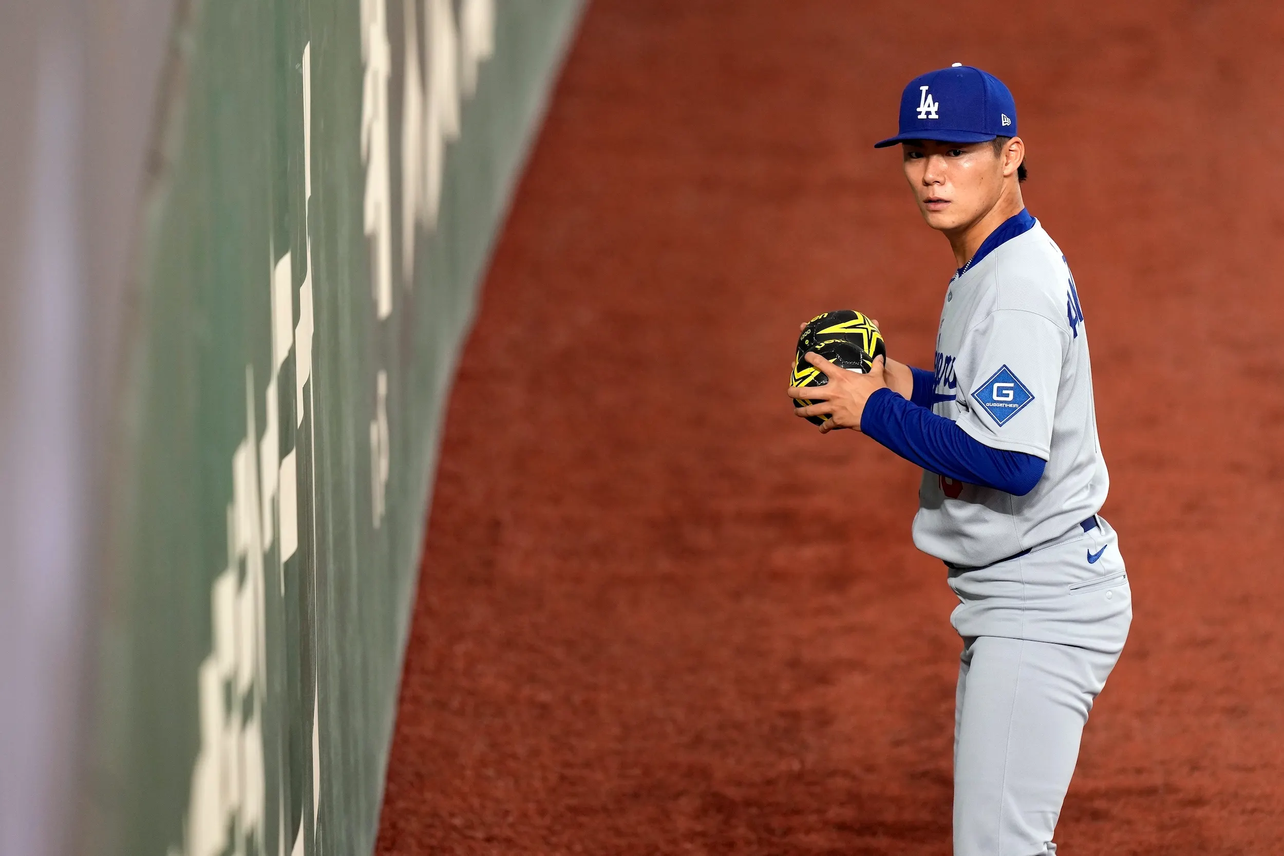 洛杉磯道奇的山本由伸在日本熱身。（美聯社）