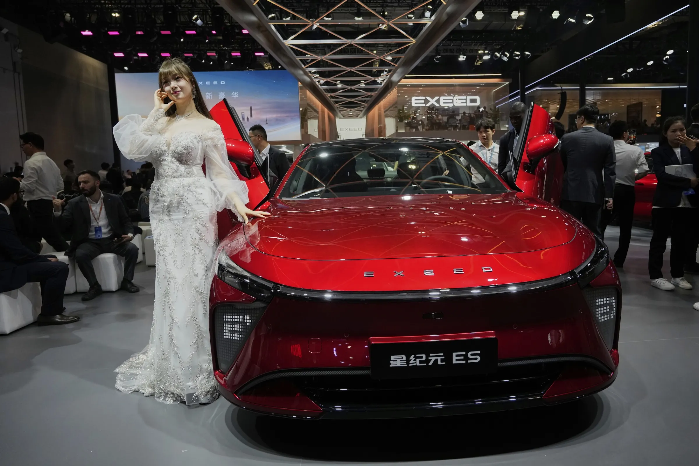 2025年4月23日，奇瑞汽車的Exeed車款在上海車展亮相。（美聯社）