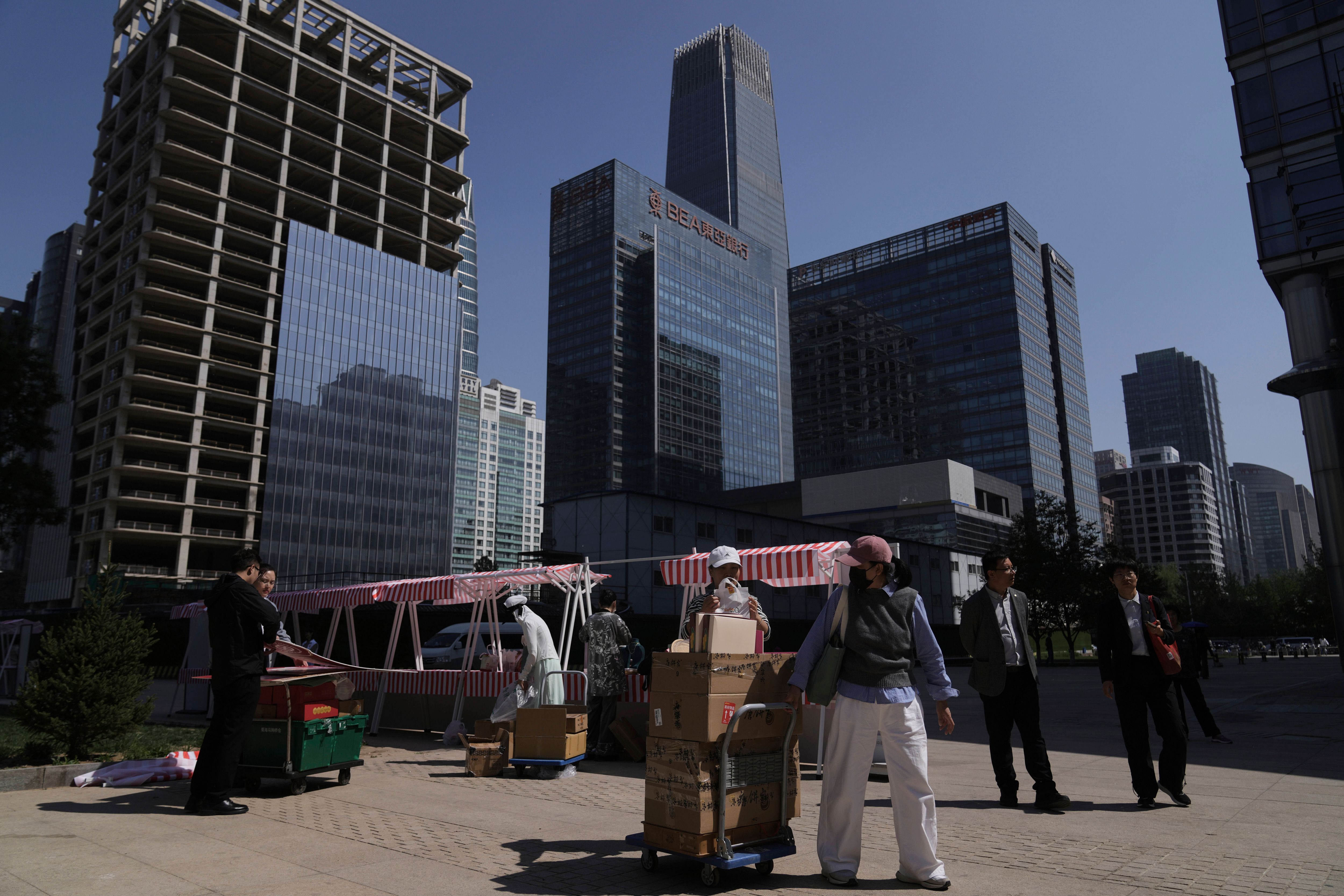 中國經濟、北京大樓、房地產、樓市。（美聯社）