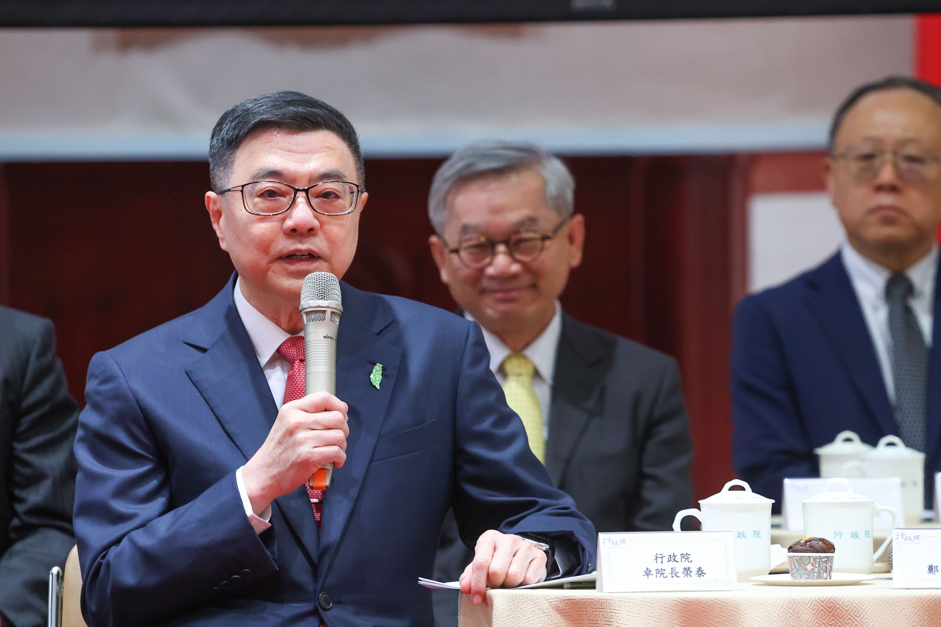20250516-行政院長卓榮泰16日出席上任周年記者会。（顏麟宇撮影）