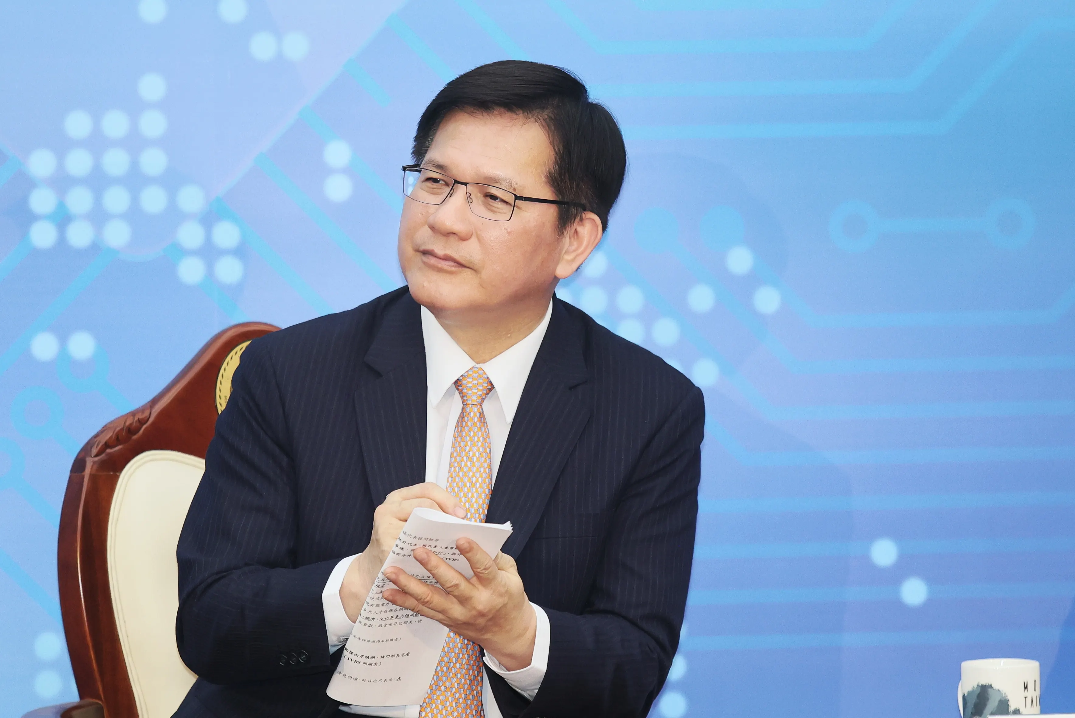 20250521-外交部長林佳龍21日出席メディアティーセッション活動。（柯承惠撮影）