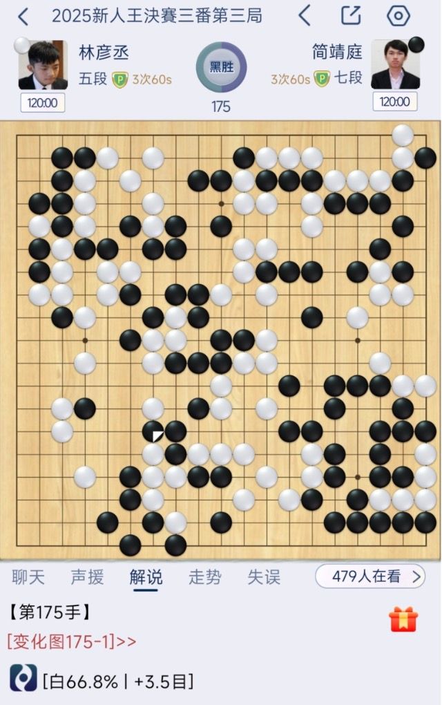 簡靖庭七段與林彥丞五段對弈。（海峰棋院）。（海峰棋院）