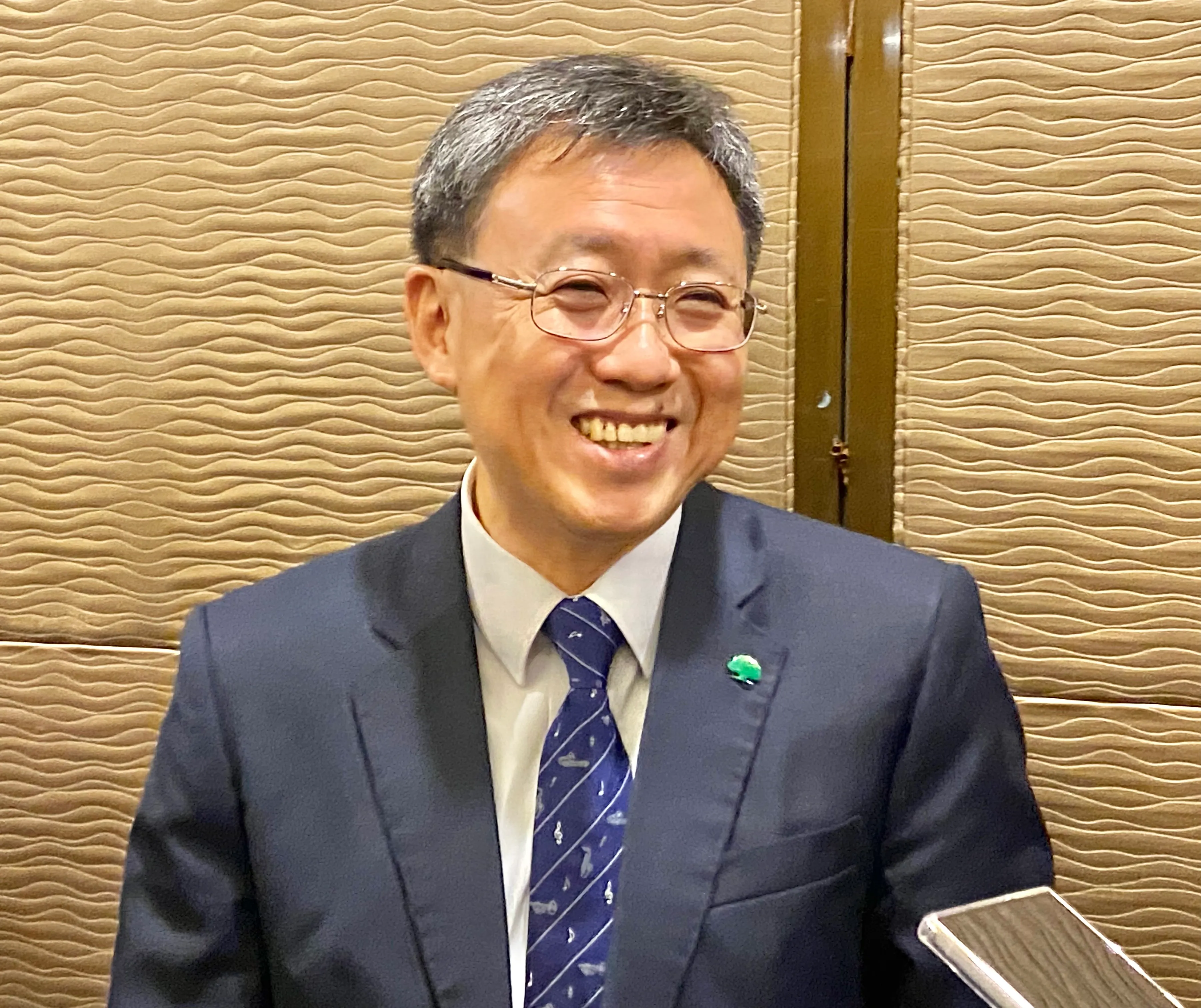 國泰人壽執行副總林昭廷23日法說會後與媒體聯訪。（陳怡慈攝）