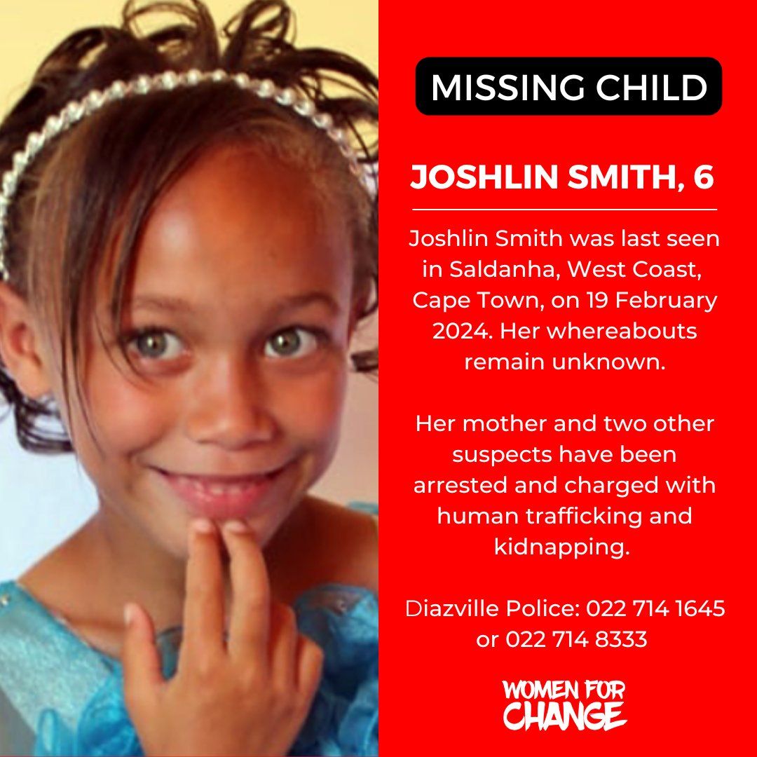 失蹤超過一年、疑似被生母賣掉的南非6歲女童喬瑟琳。（翻攝自womenforchange X粉專）