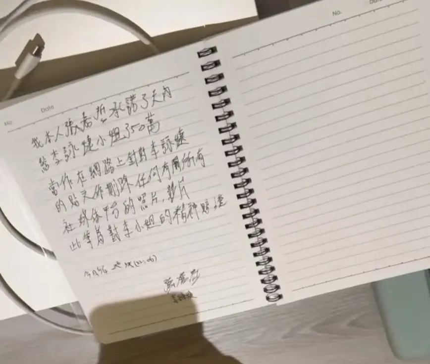  張嘉哲獨家將雙方簽訂的合約曝光。