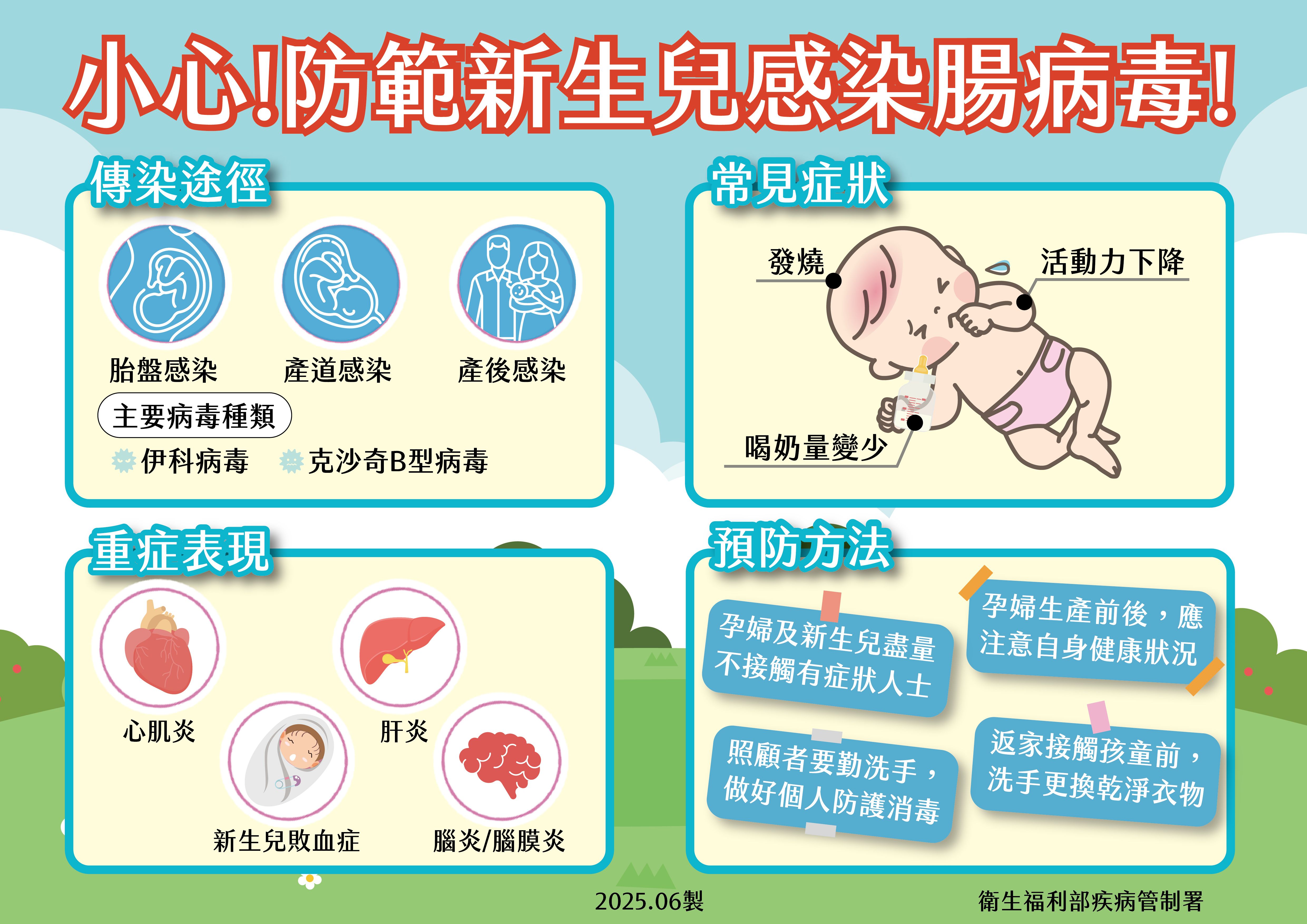 20250610-如何防範新生兒腸病毒。（疾管署提供）