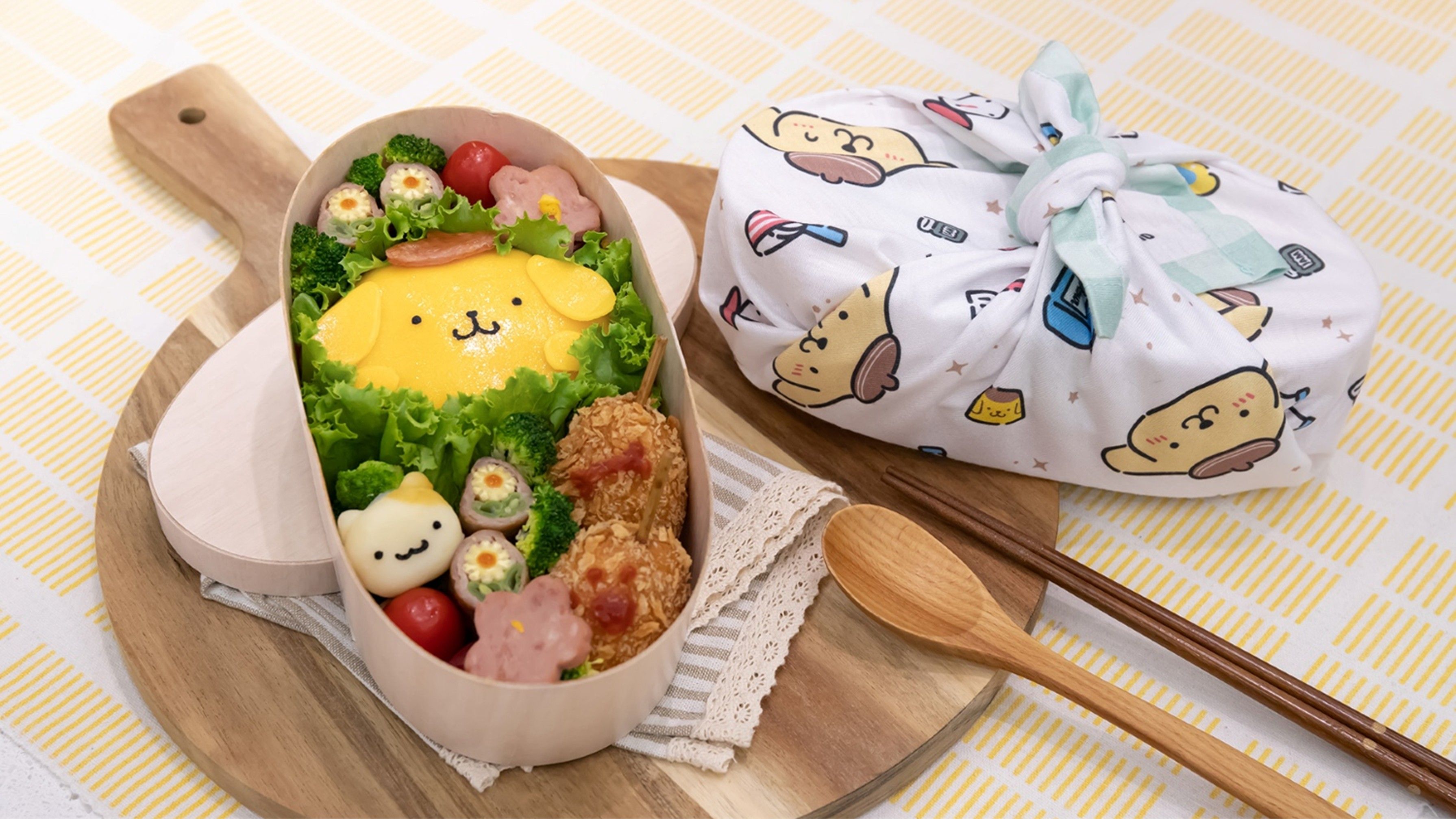 布丁狗的野餐日隨課附贈聯名風呂敷， 還能學到包裝術，作完打包直接野餐去。