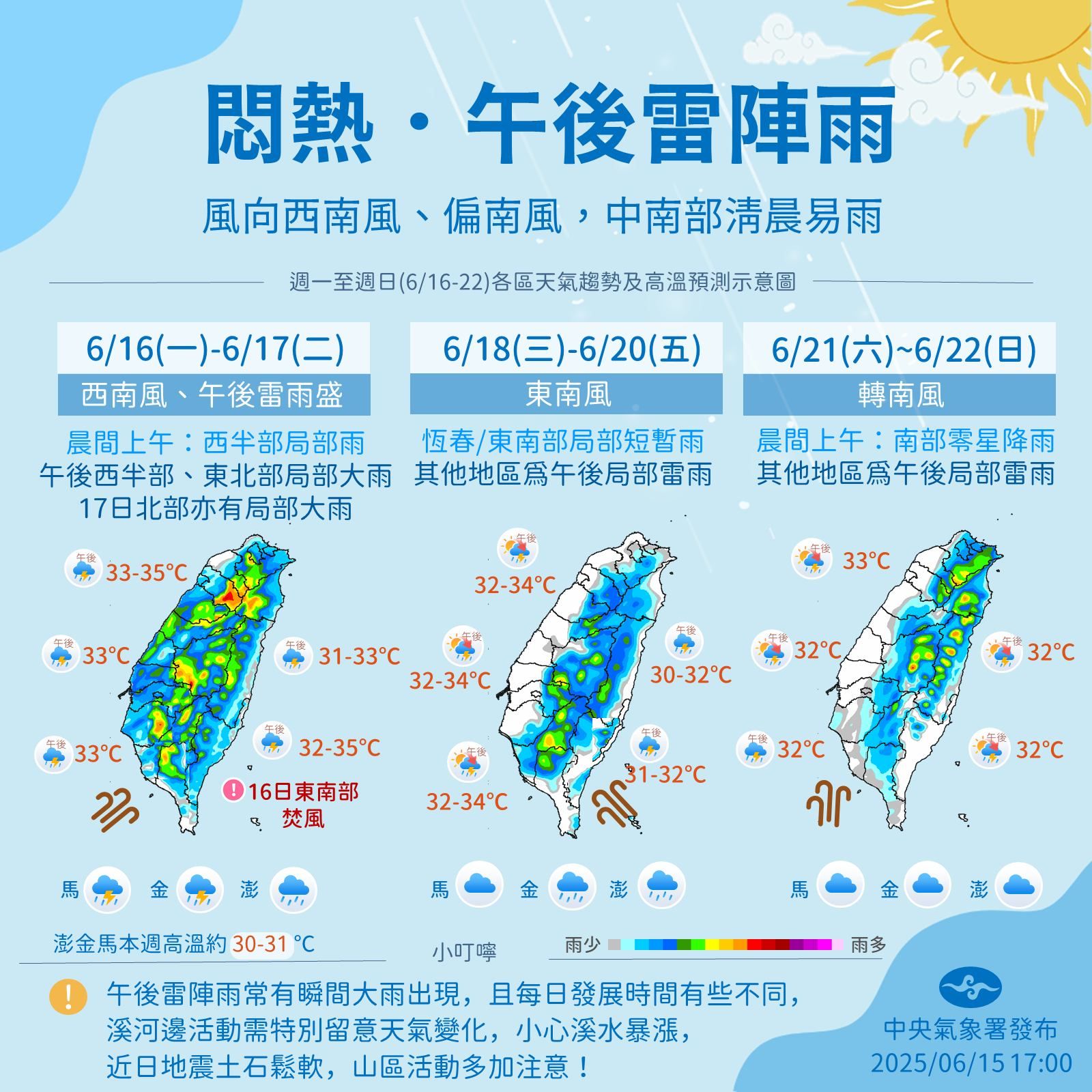 本周天氣預報（圖／取自中央氣象署）