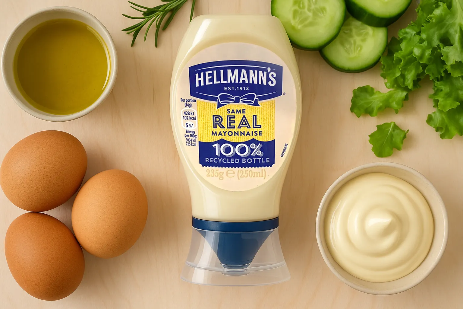 「Hellmann’s 原味經典美乃滋」採用符合現代健康趨勢的配方，為日常飲食提供更安心、營養的美味選擇。(圖片提供：Hellmann's好樂門)