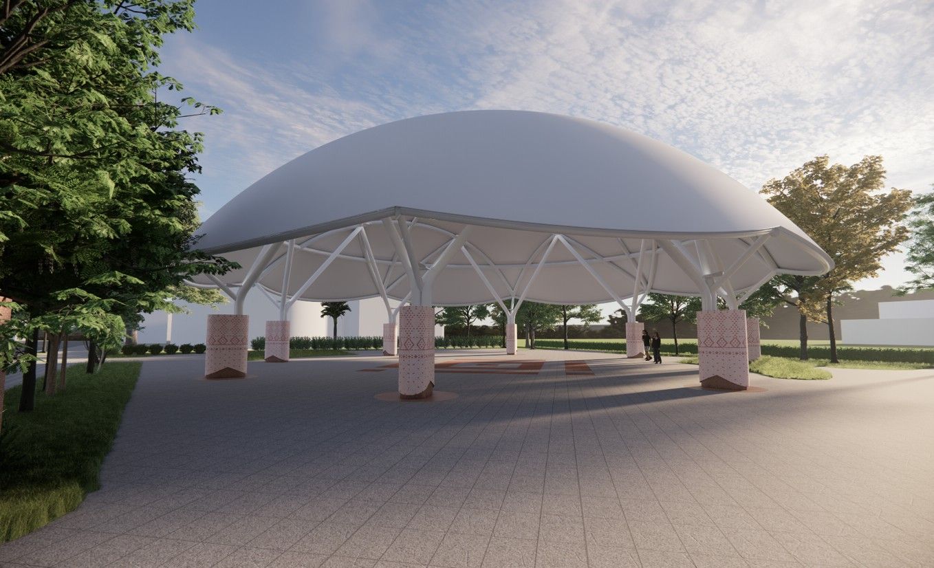 「新北首座原住民族歲時祭儀廣場」將於三峽區建蓋兼具祭儀活動辦理、教育推廣與社群連結的多功能空間，預計年底完工。(圖/新北市原民局提供)