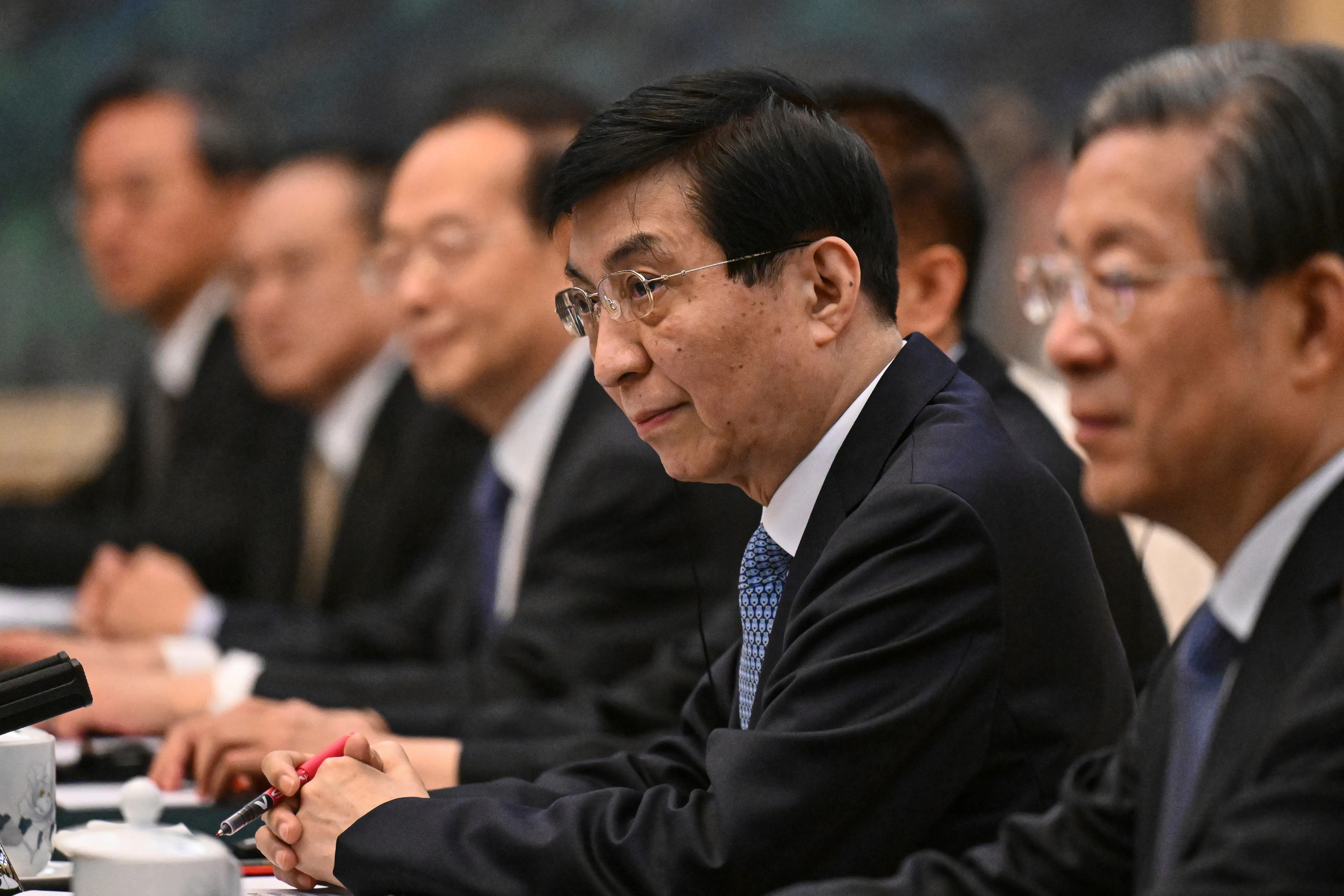 中共中央政治局常委、中國全國政協主席王滬寧。（美聯社）