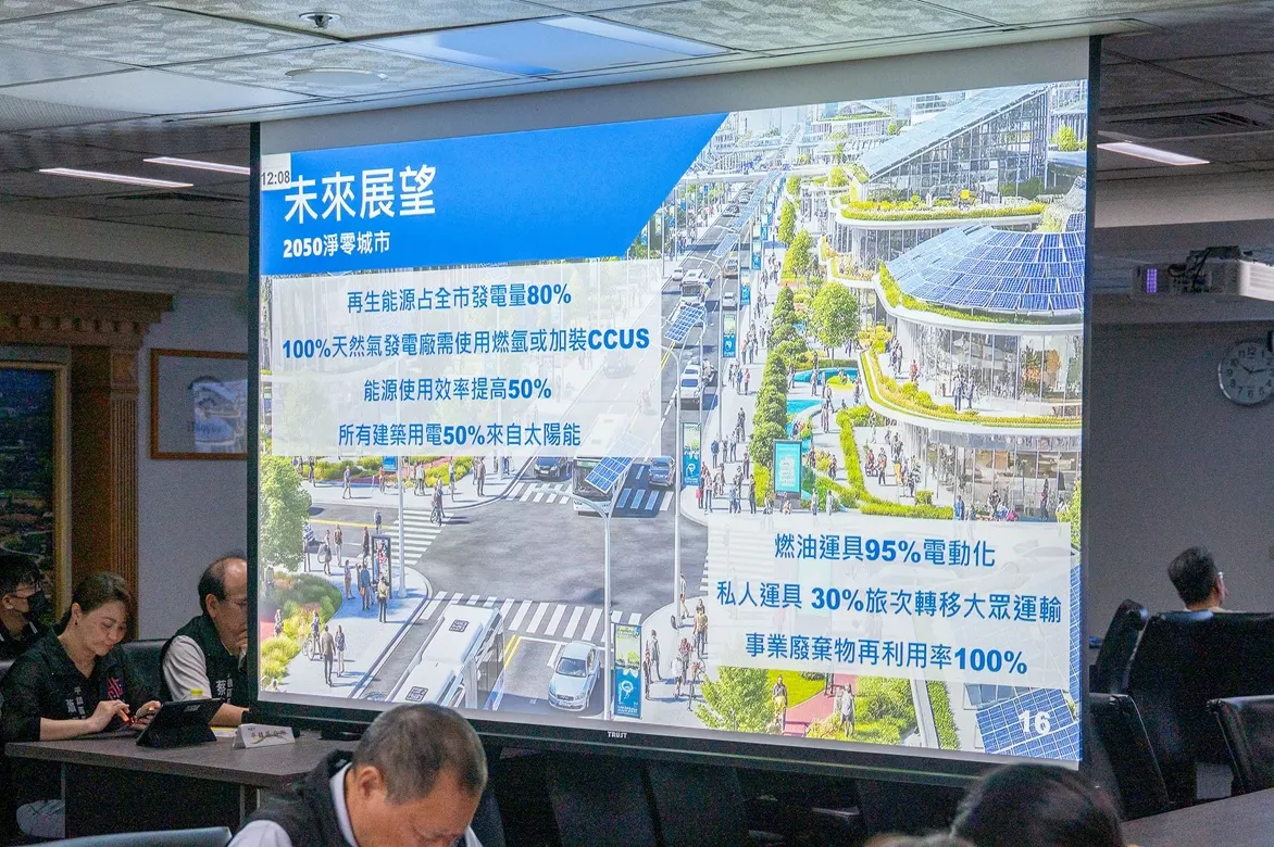 桃園環保局針對「桃園市推動淨零城市自治條例」進行專題報告。