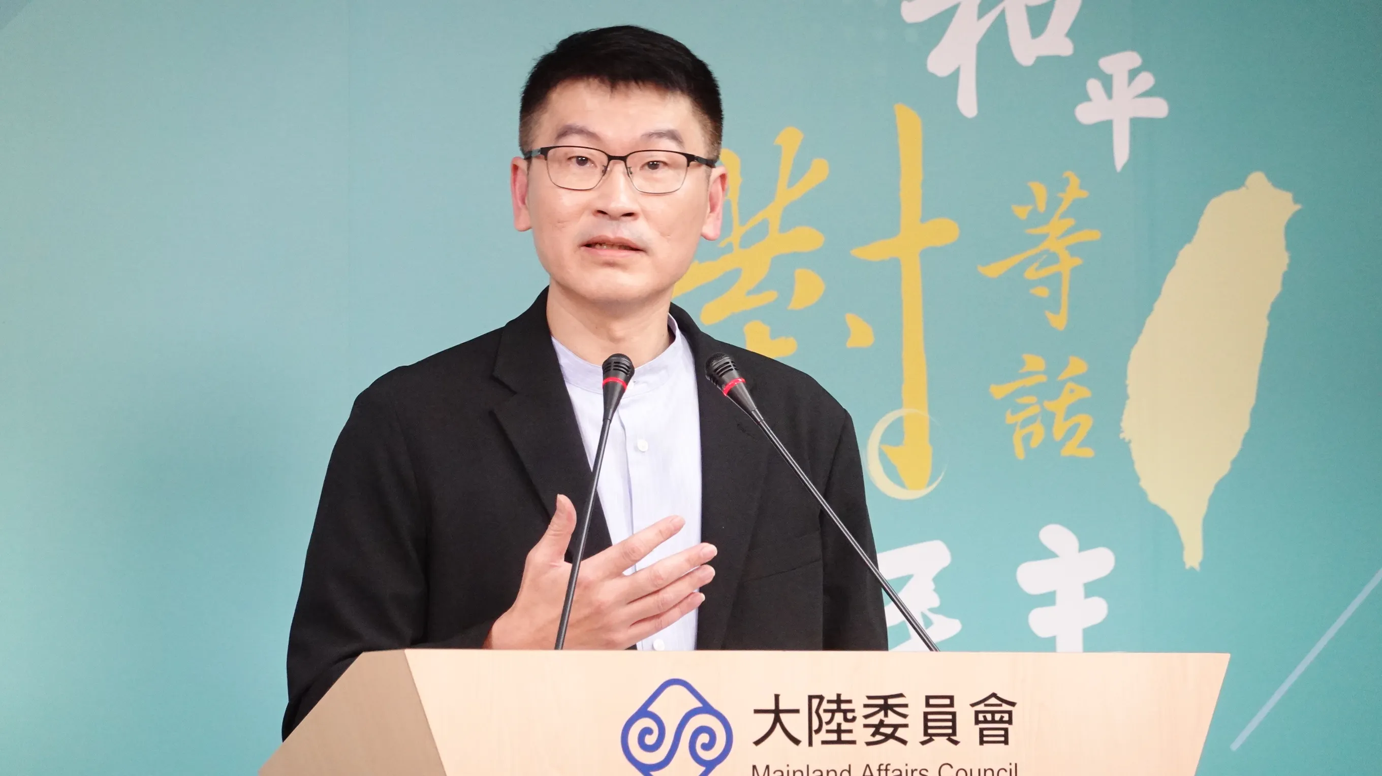 陸委會副主委梁文傑7月3日主持例行記者會。（楊騰凱攝）