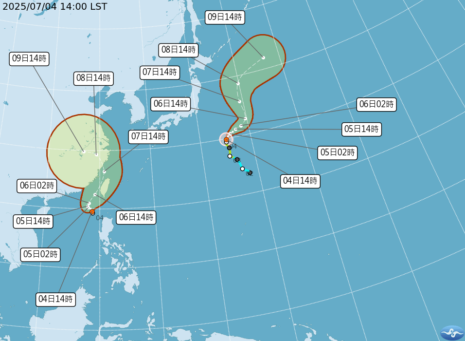 颱風雨熱帶性低氣壓路徑。（圖／取自氣象署）
