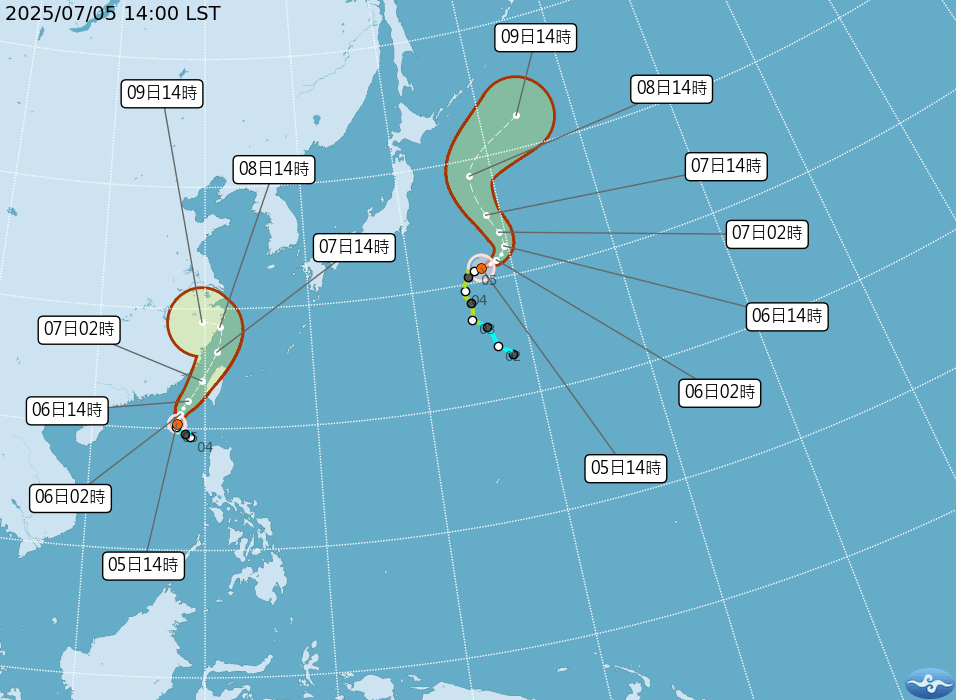 丹娜絲颱風路徑預測。（圖／取自中央氣象署）