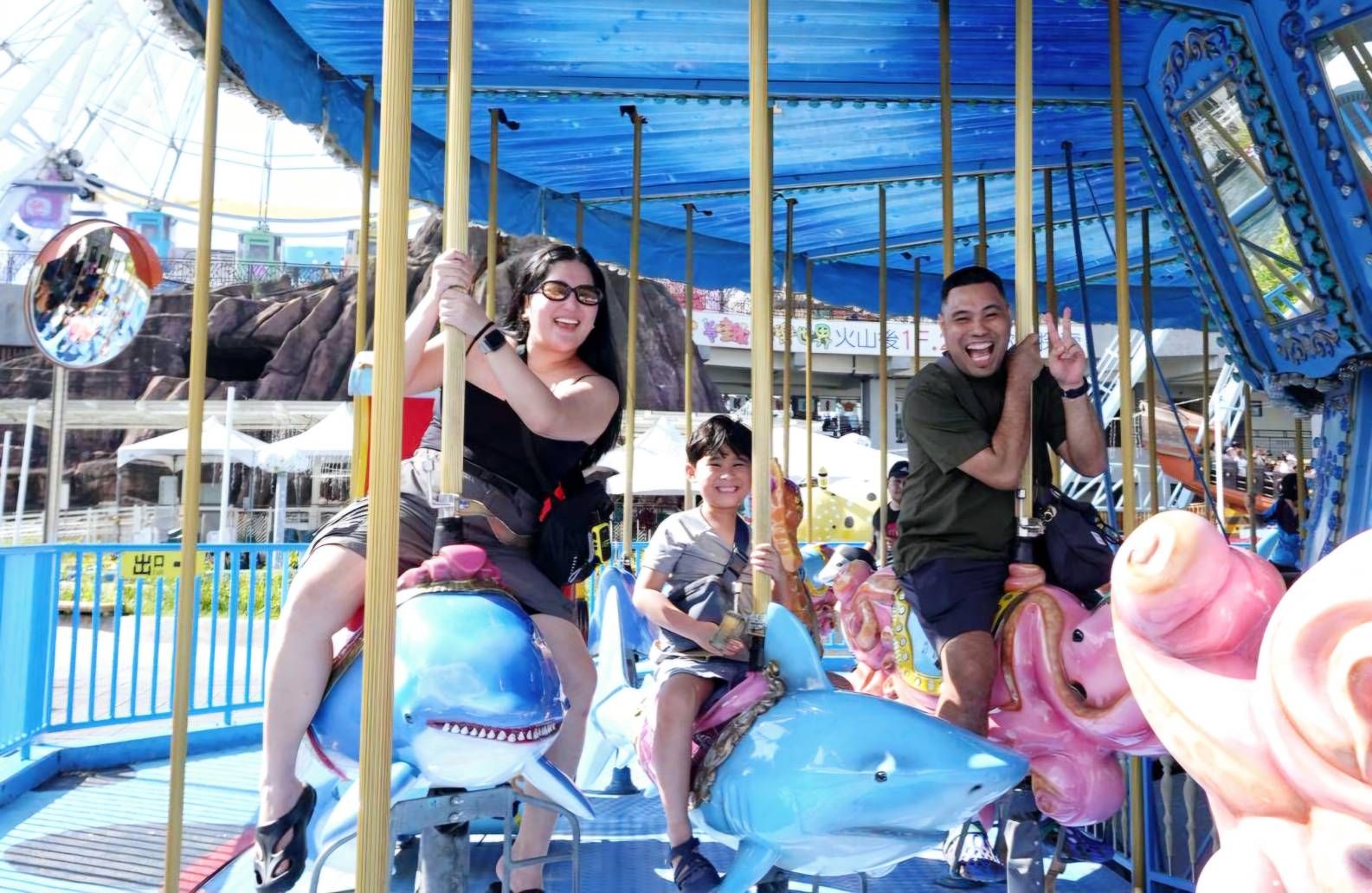 臺北市立兒童新樂園讓菲律賓網紅Krisell一家人親子同歡樂不思蜀。（圖／臺北市政府觀傳局提供）