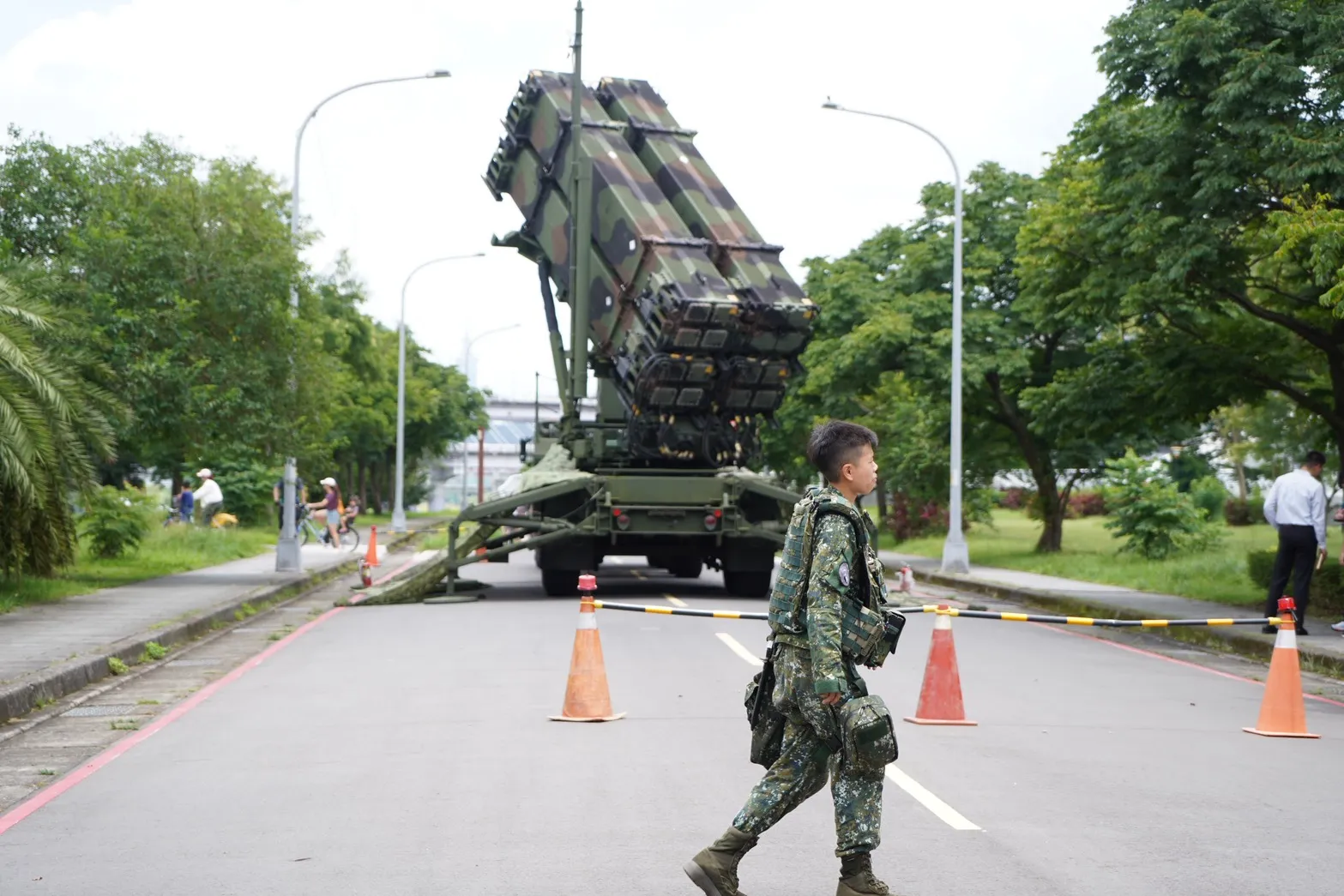 空軍愛國者飛彈連進駐新店地區。（張曜麟攝）