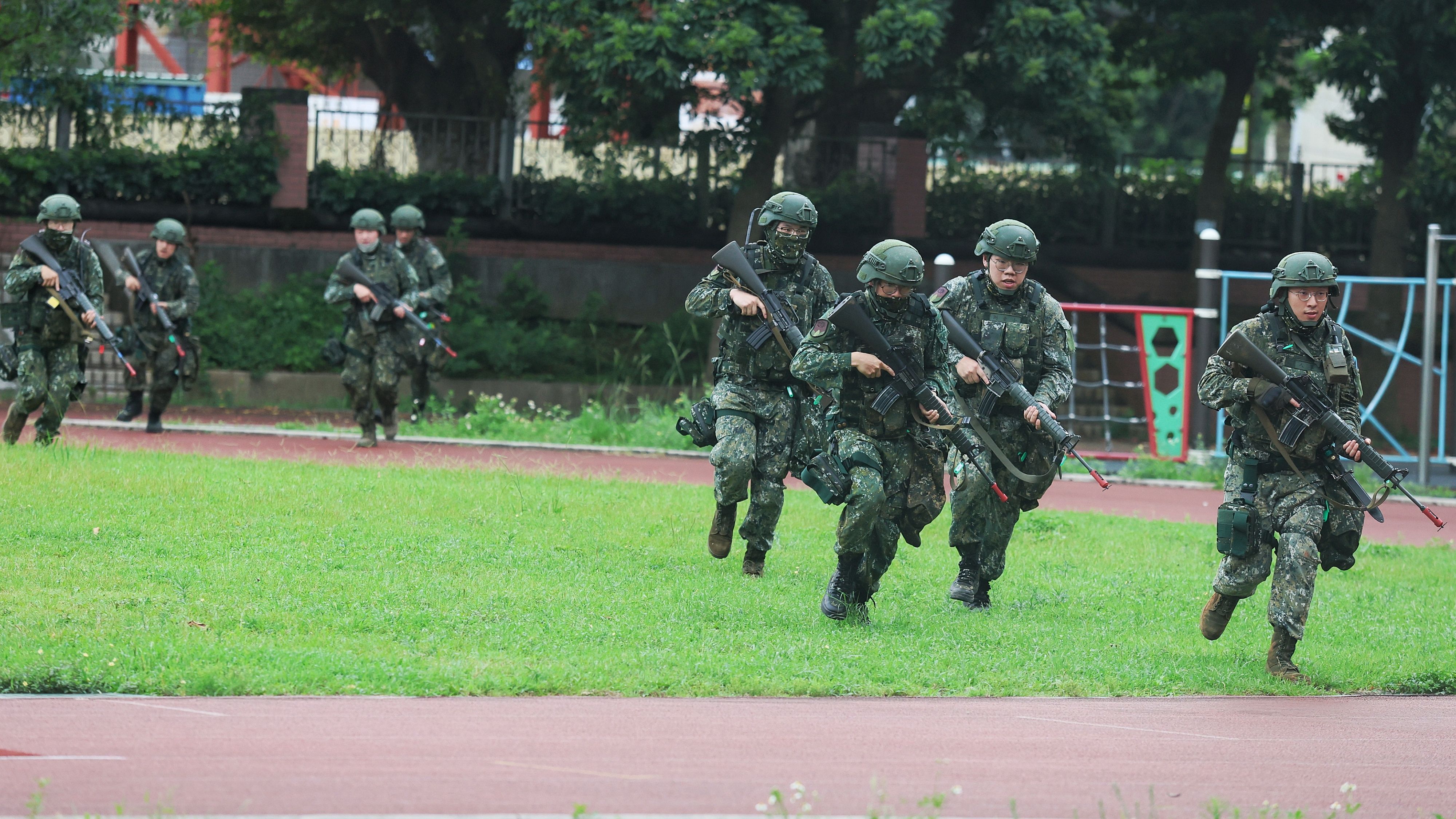 20250714-國軍「漢光41號」演習14日由陸軍206旅後備部隊國軍在林口地區進行臨戰訓練。（柯承惠攝）