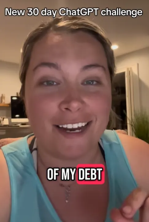 面對龐大負債Jenn向ChatGPT詢問解決辦法，AI立刻替她量身打造30天還款挑戰，每天分派一項實際任務。（圖／翻攝自TikTok／_jenn.allan）