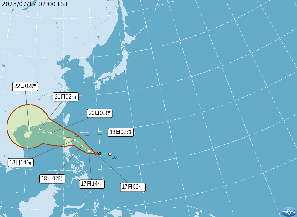 台風「渦帕」最新の進路。（図／取自気象署公式サイト）