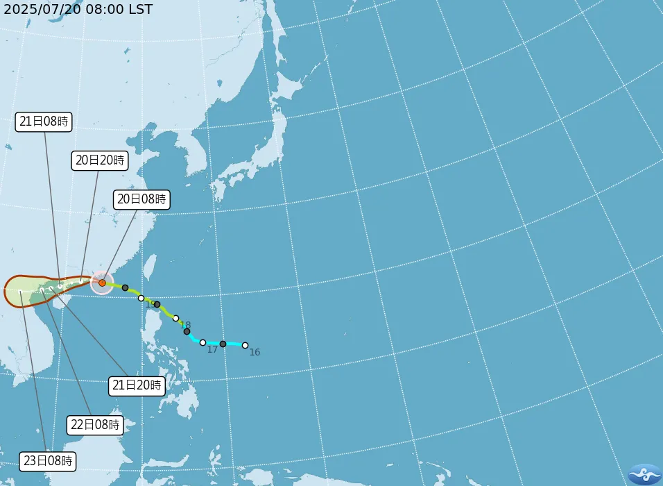 最新薇帕颱風路徑潛勢預報圖。（圖／取自中央氣象署）