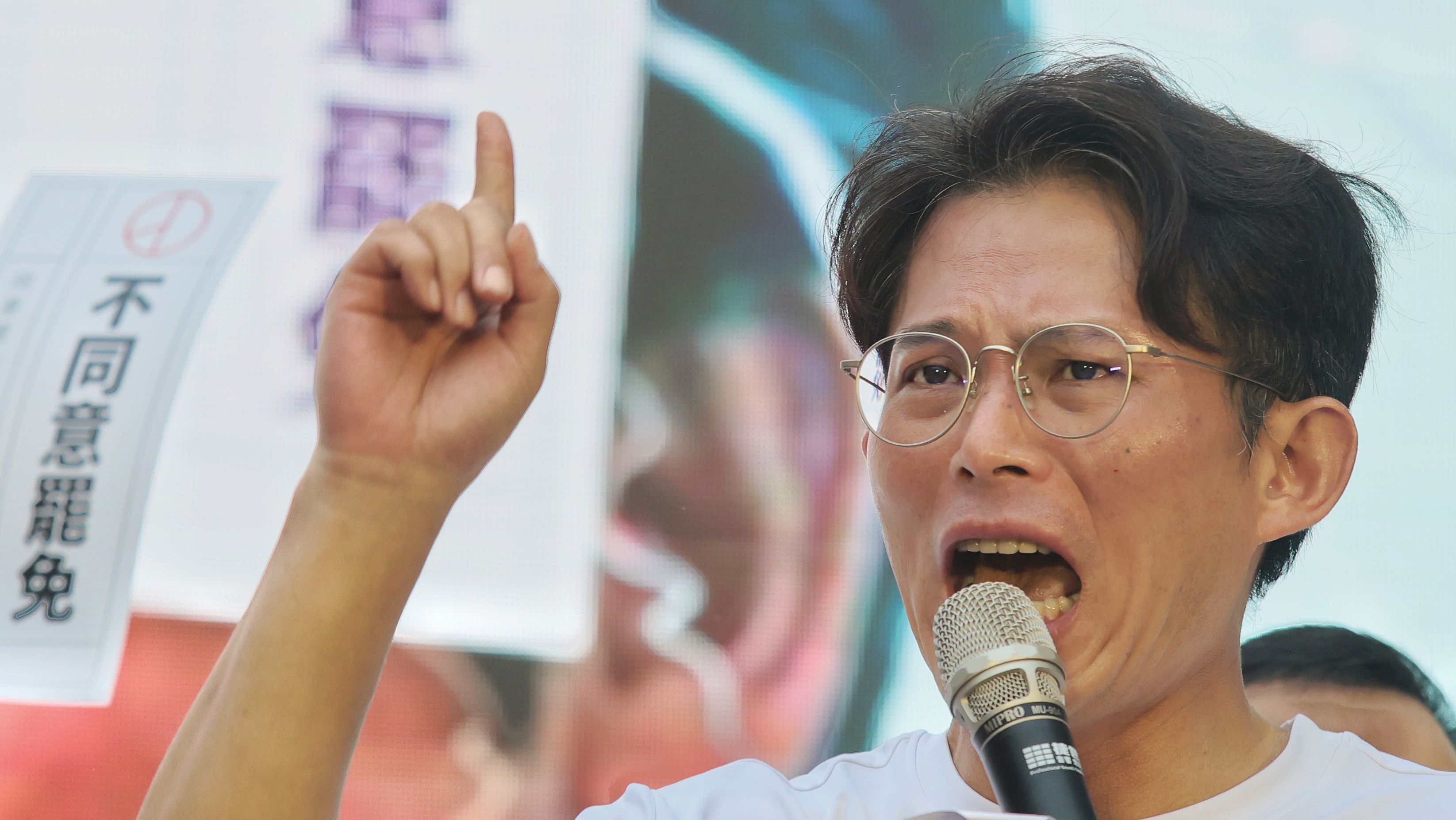 20250720-民衆党主席黄国昌20日が「民主起義！反罷要贏 台湾要赢」活動に出席。（柯承惠撮影）