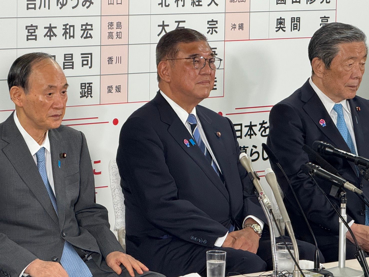 7月20日、日本參議院大選，自民黨總裁、日本首相石破茂在自民黨開票中心。（黃信維攝）