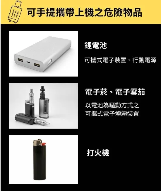 可攜帶上機的危險物品。（圖／輕旅行提供）