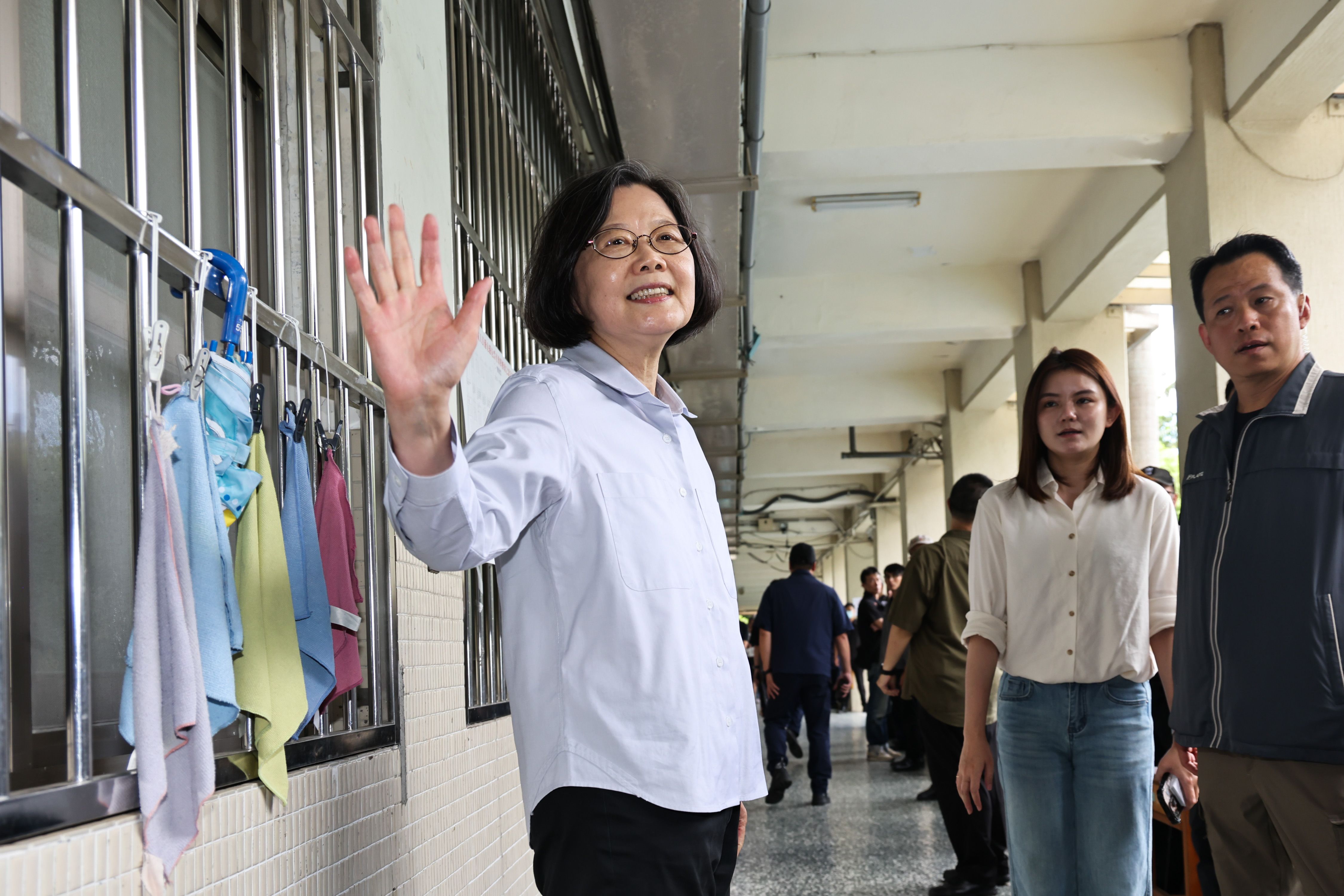 20250726-蔡英文前大統領が大安区建安小学校で投票した様子。（蔡親傑撮影）