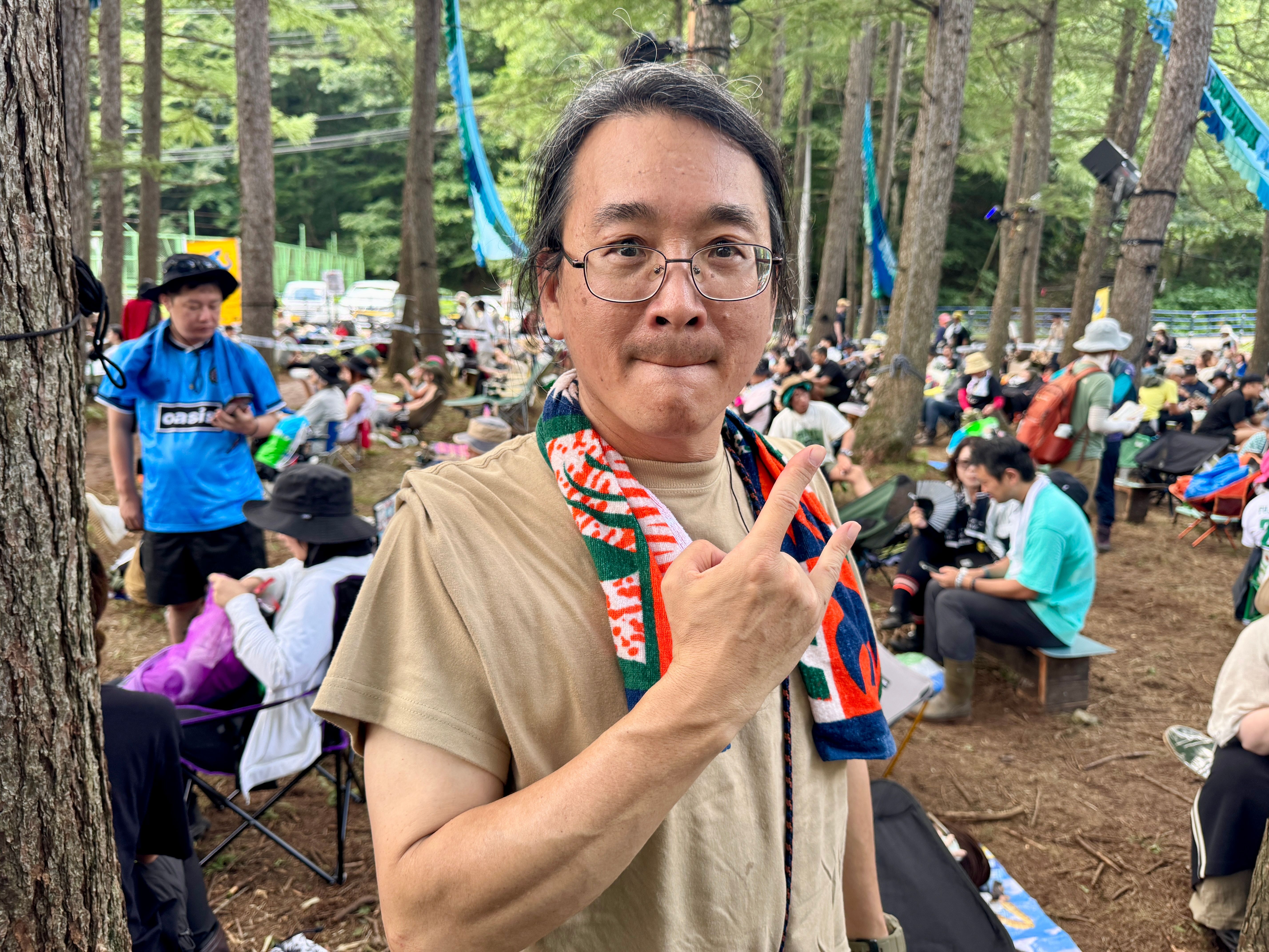 初参加の杜長宏さん。日本と台湾のフェス文化の違いや、世代を超えた音楽の共鳴に感動したと話す。黃信維