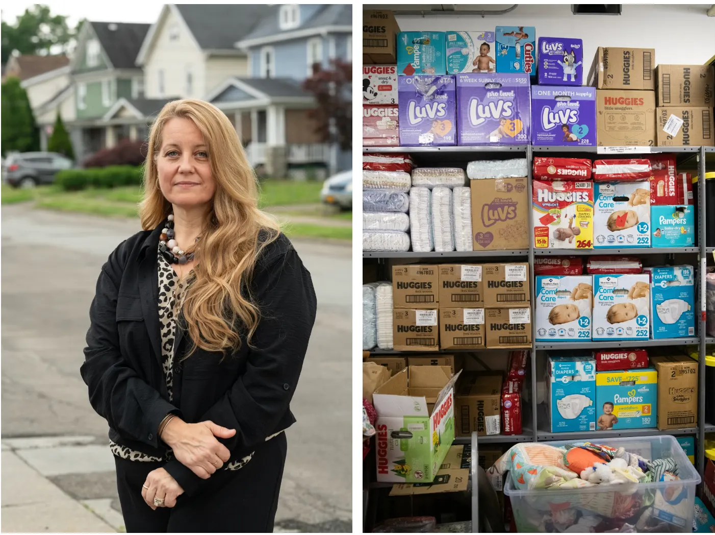 克里斯蒂・芬奇是Mothers & Babies的副主任，这是一家为客户提供尿布和其他产品的非营利组织。（華爾街日報）