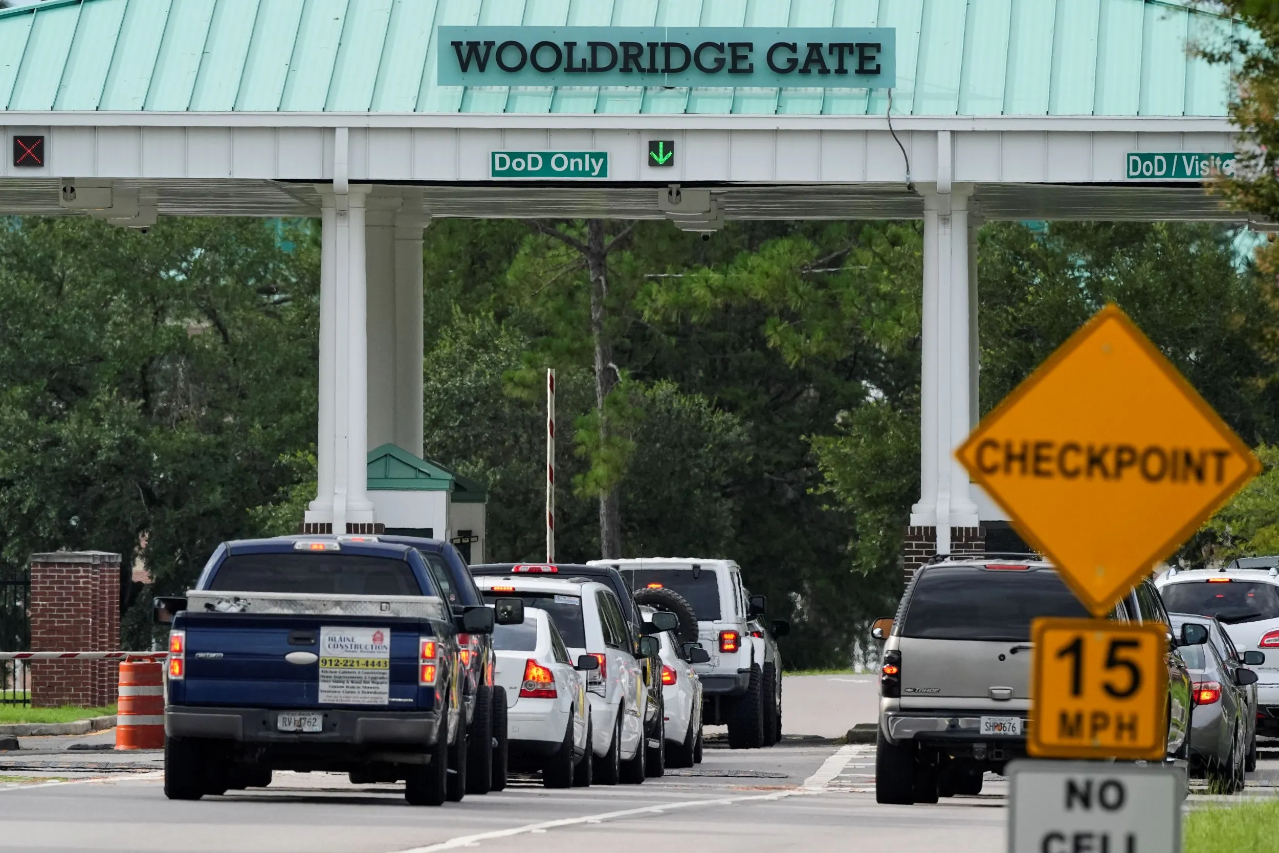 位於美國喬治亞州的陸軍基地史都華堡入口。（美聯社）