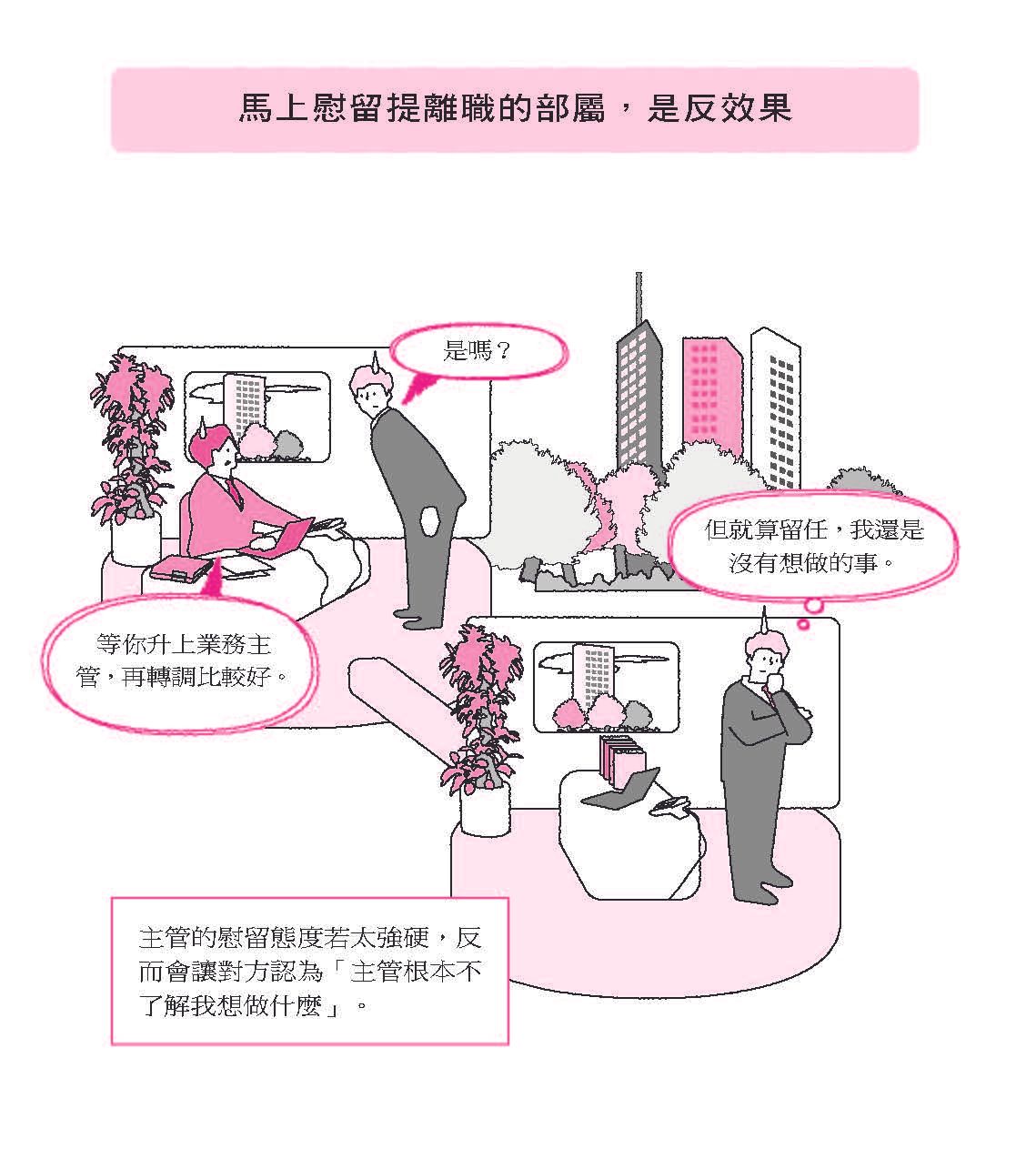 馬上慰留提離職的部屬，是反效果。（圖／大是文化提供）