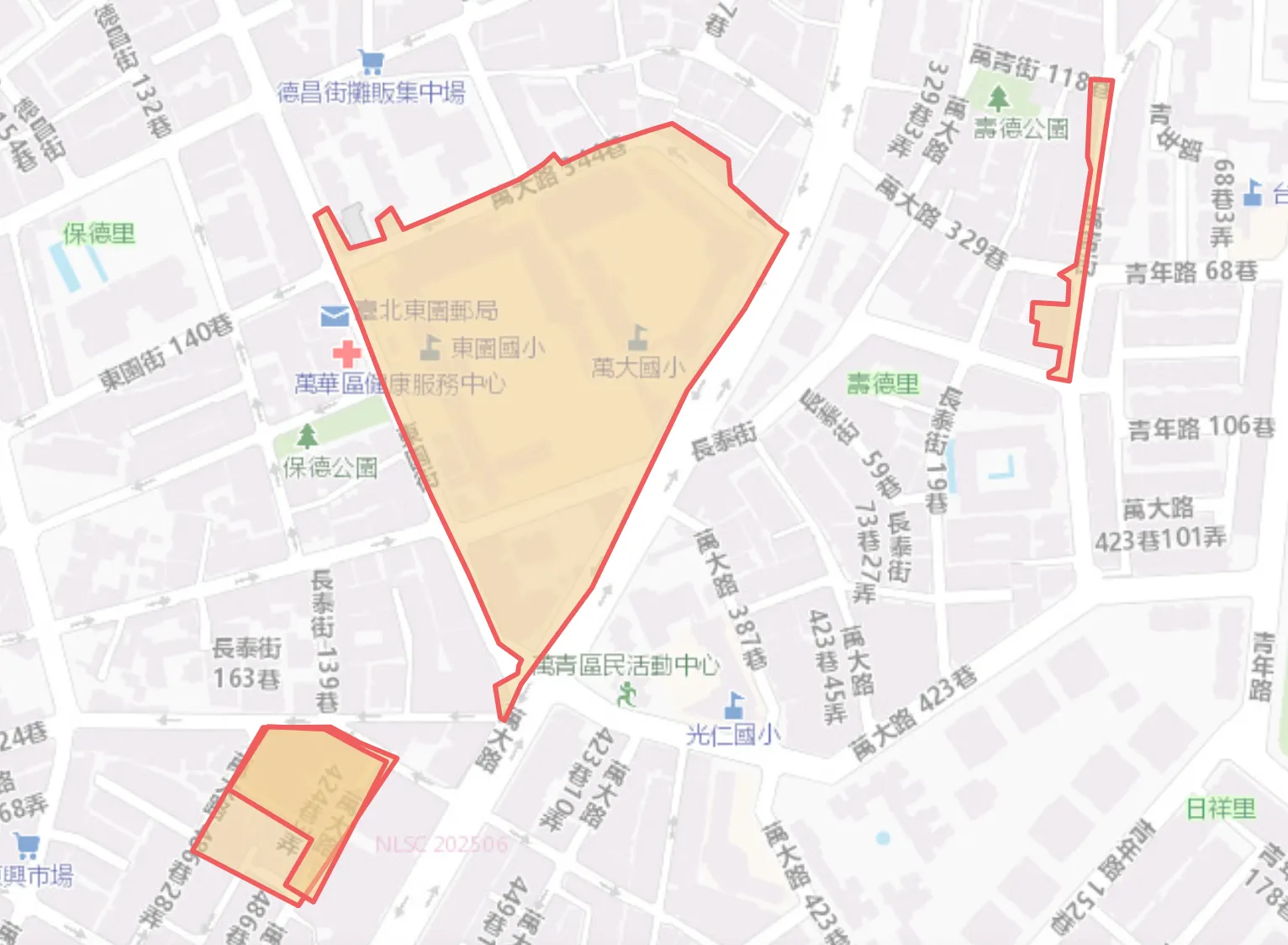 台北市萬華區萬大路、長泰街以及東園街連續7天將停水5小時。（圖／取自台北自來水事業處網站）