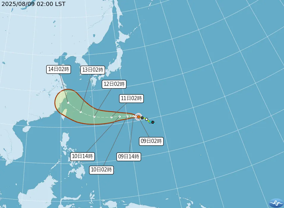 楊柳颱風路徑預測。