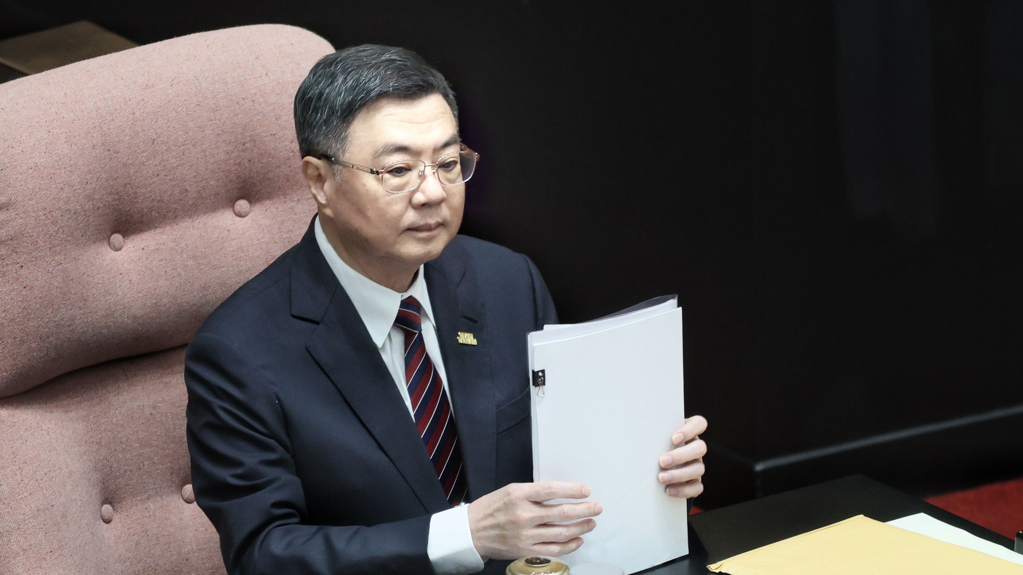 20250512-行政院長卓榮泰院が12日に立法院での質疑応答。（柯承惠撮影）
