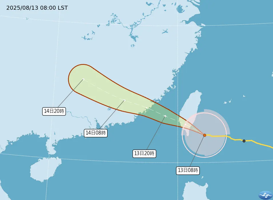 楊柳颱風最新路徑。（圖／取自中央氣象署官網）