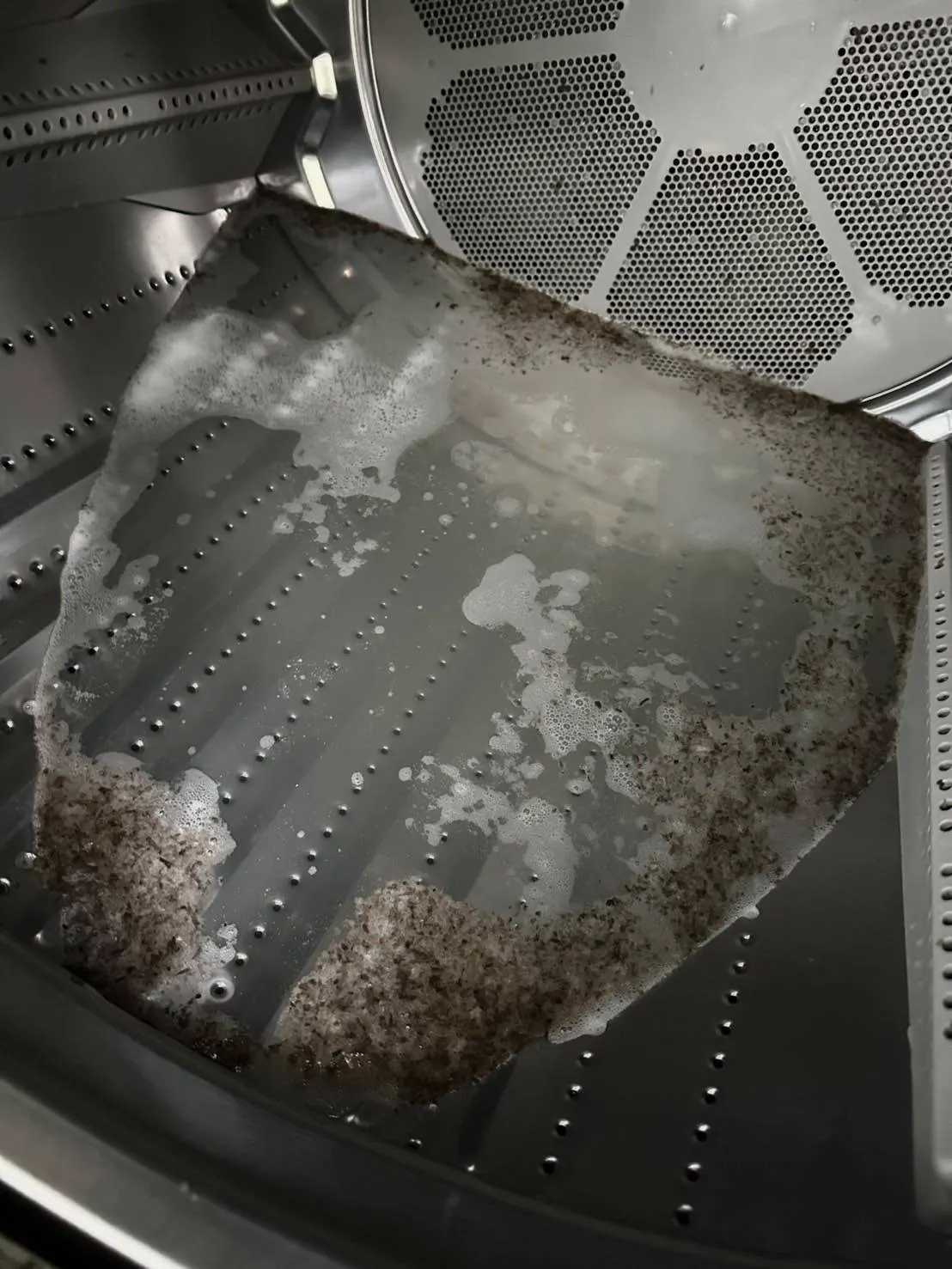 一名網友使用洗衣機清潔劑以後，洗出整桶海苔。（圖／取自我愛全聯-好物老實説）