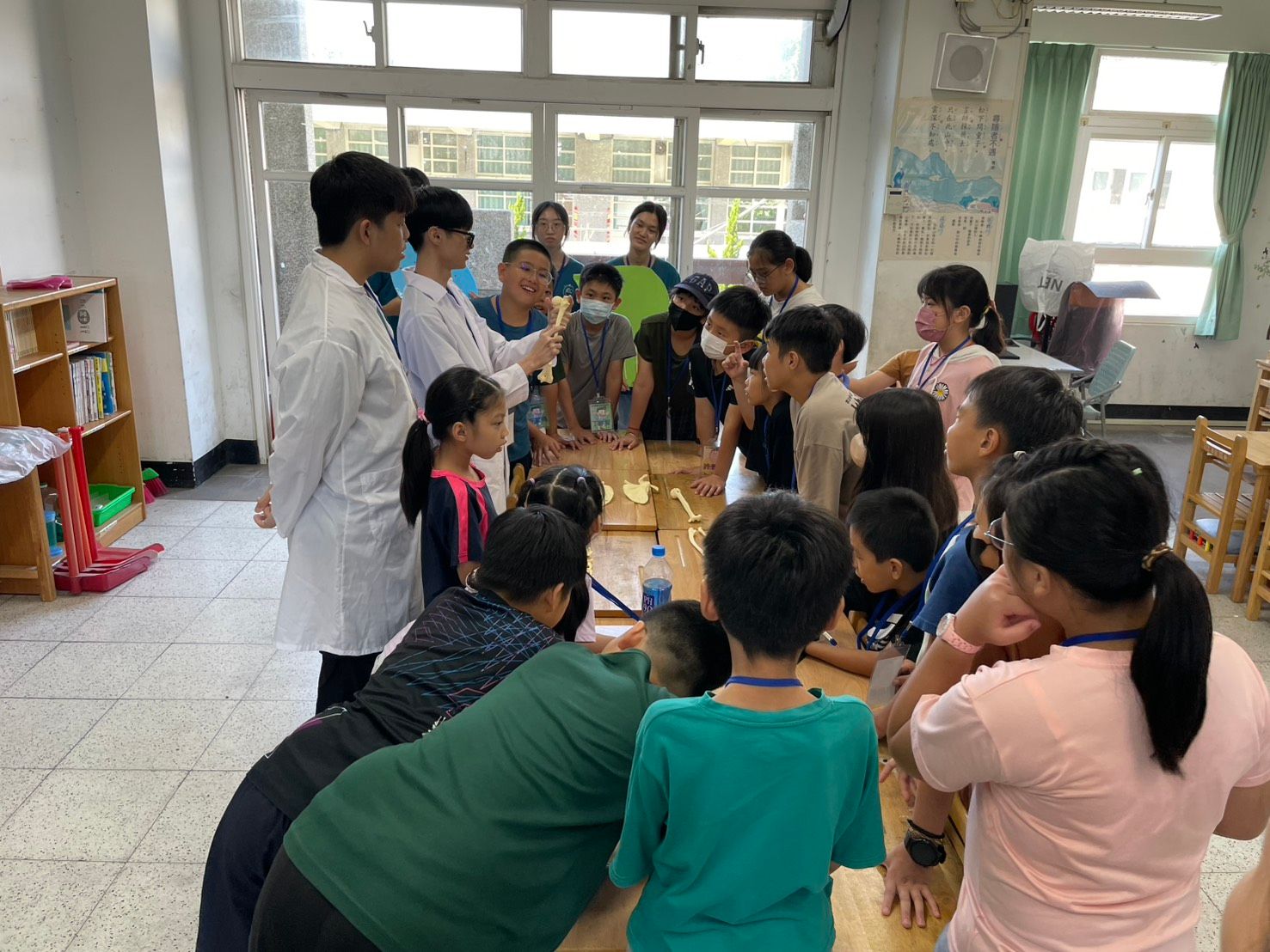 小小醫學營提供多元的課程，核心教案「豬心解剖」與「認識骨頭」讓孩子動手操作，深入了解人體構造與運作。（圖／馬偕醫學大學提供）