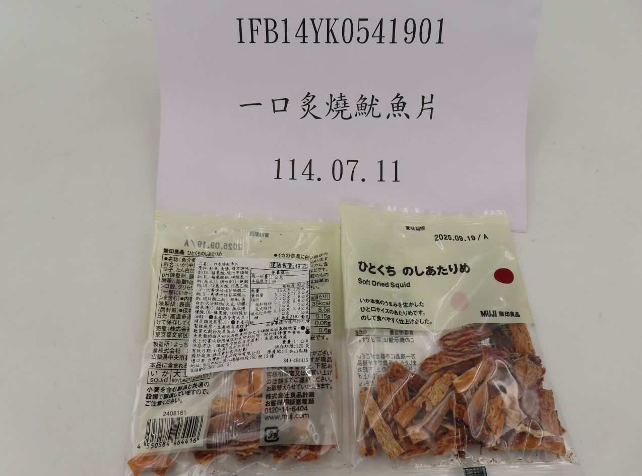 無印良品日本魷魚片首次違規，磷酸鹽含量遠超標。（圖／取自食藥署）