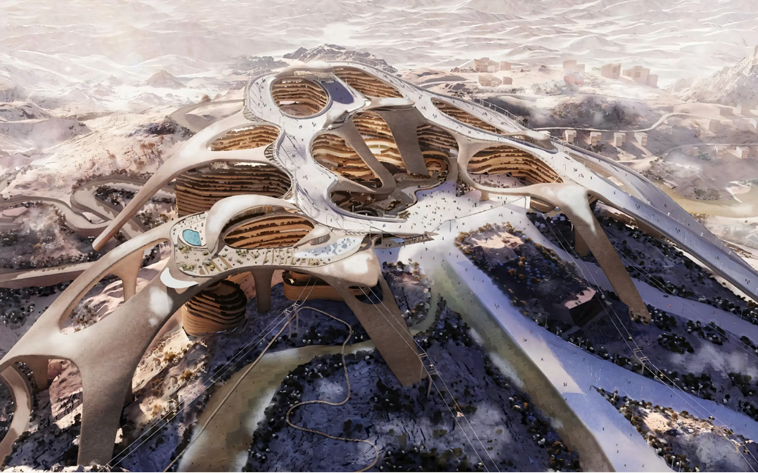 特羅耶納（Trojena）概念圖。（NEOM官網）