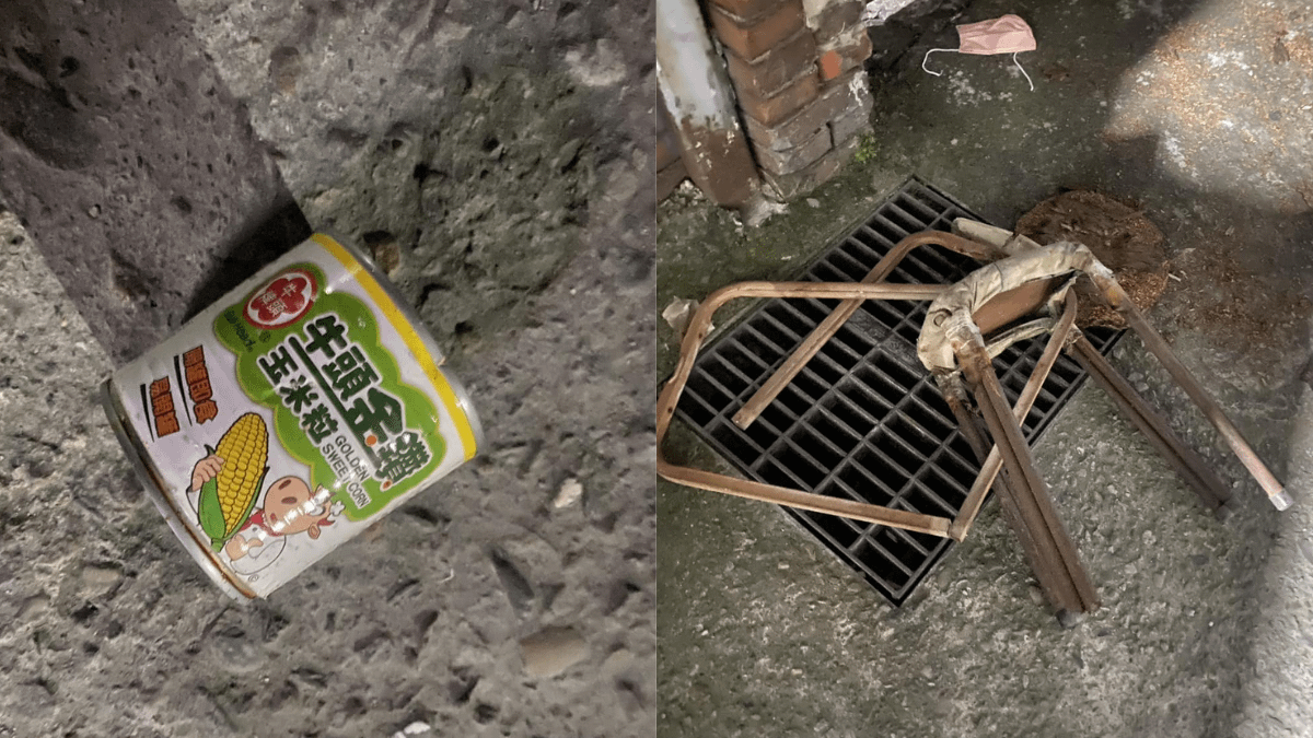 北區里長游金隆痛批藤製椅子和玉米罐頭都是攻擊器具，警方不能再以精神狀況不穩為理由推託。（圖／翻攝自FB／游金隆）