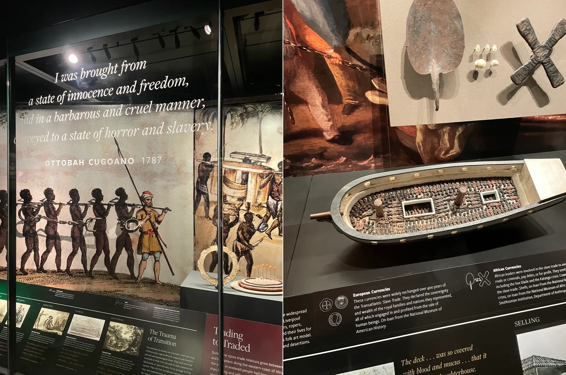 美國非裔美人博物館中展出非洲黑人遭奴役的歷史。（吳辰君 攝）