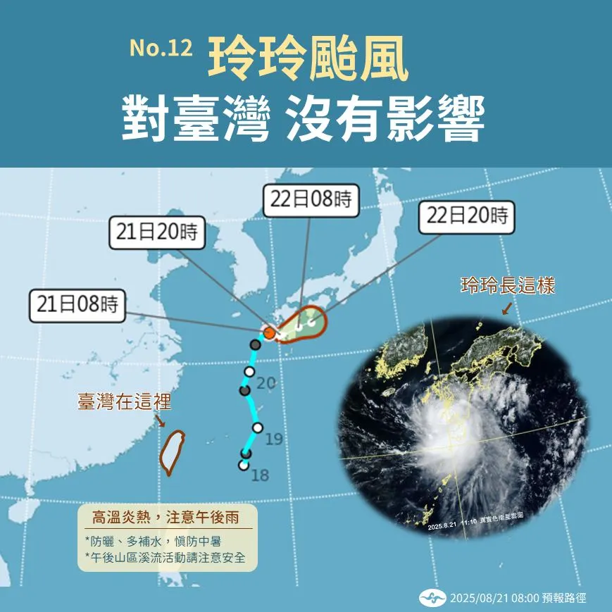 玲玲台風進路。（図／取自中央気象署）