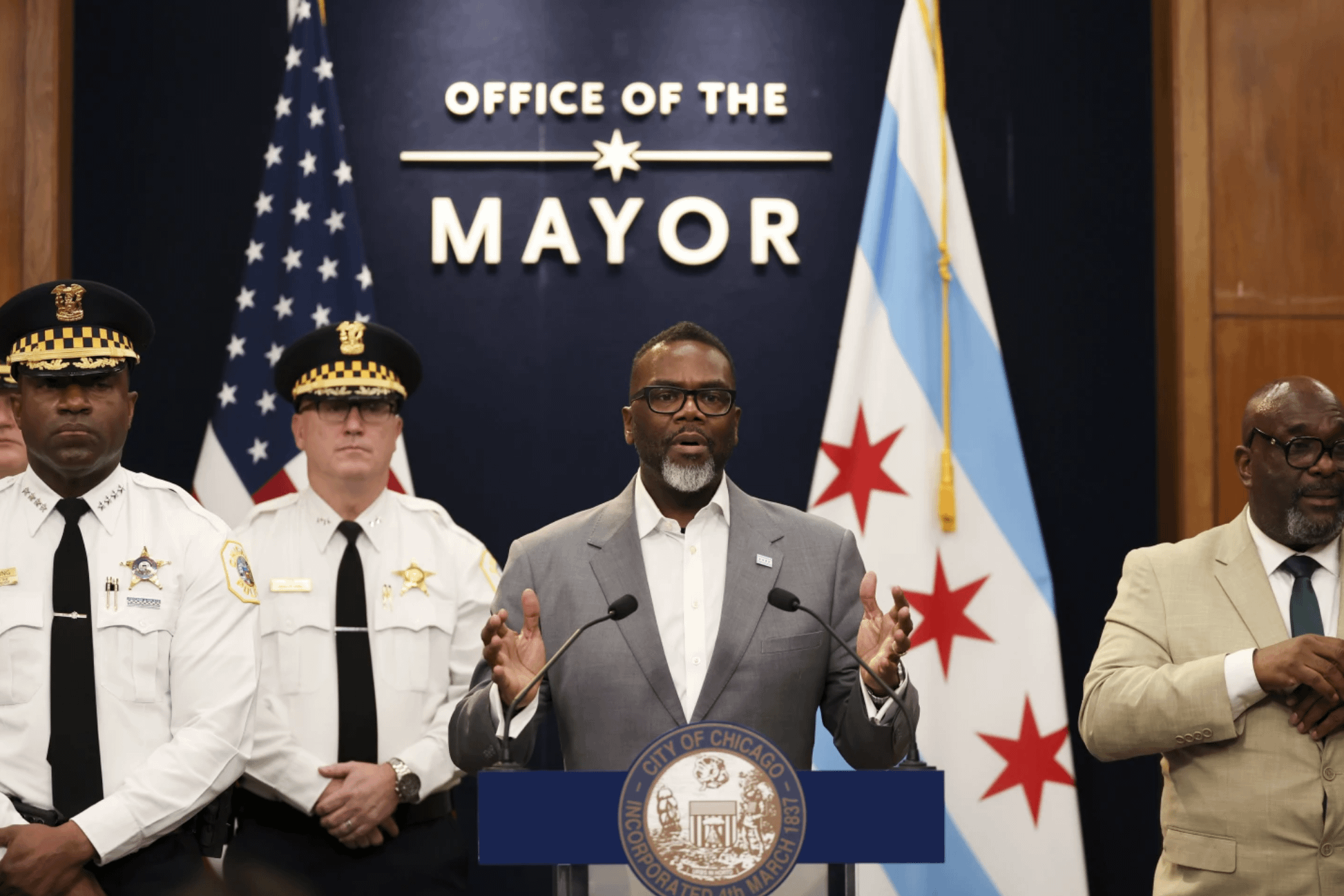 芝加哥市市長強森（Brandon Johnson）。（美聯社）